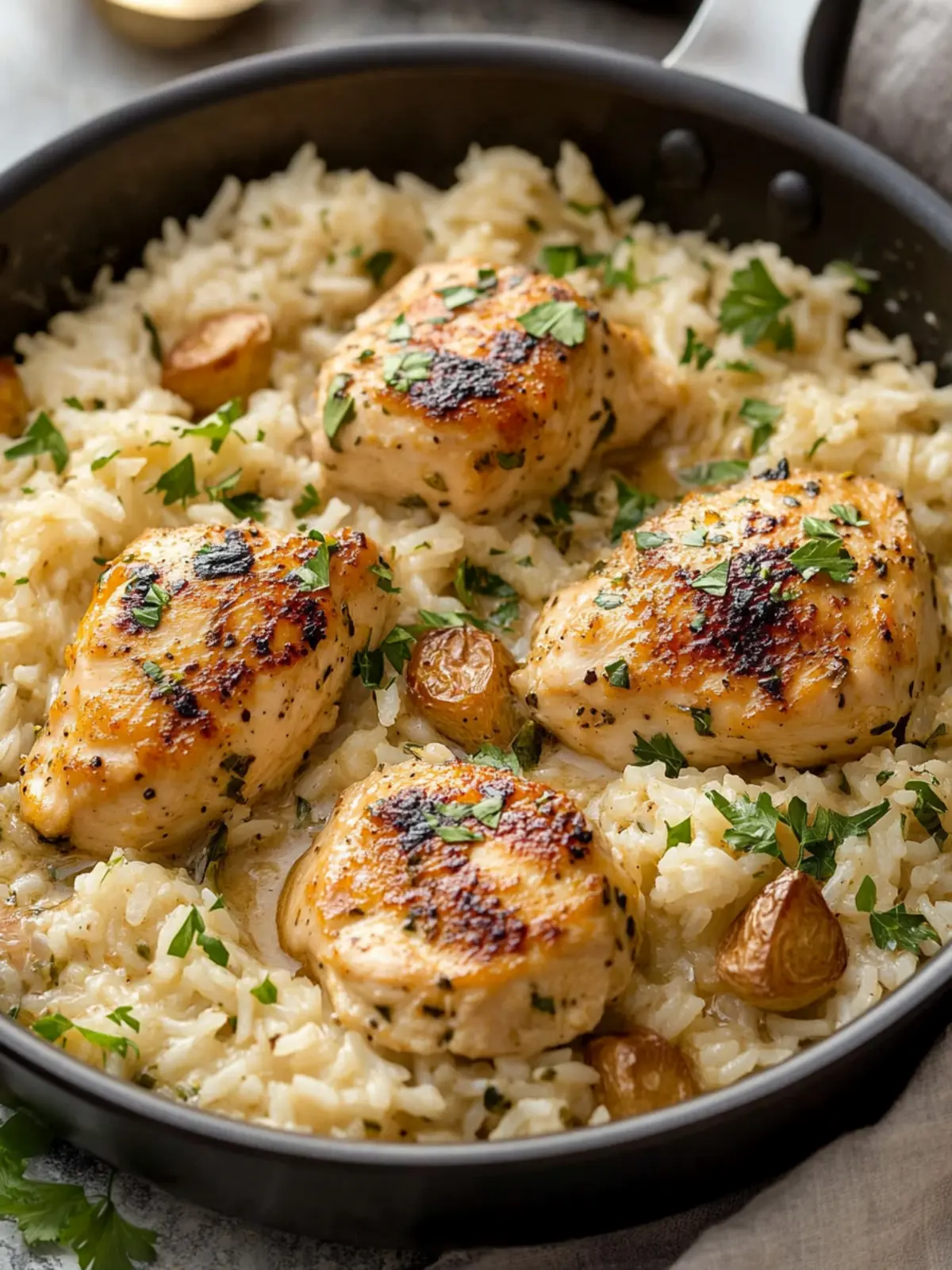 Creamy Herb Chicken & Basmati Rice - Your Easy One-Pan Delight 4 Creamy Herb Chicken & Basmati Rice – A Comforting, Flavor-Packed One-Pan Meal