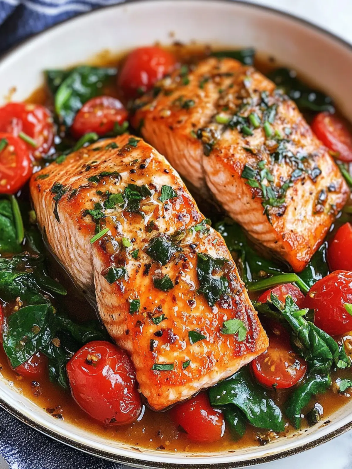Savory Tuscan Garlic Salmon with Spinach and Tomato Bliss 4 Tuscan Garlic Salmon with Spinach and Tomato