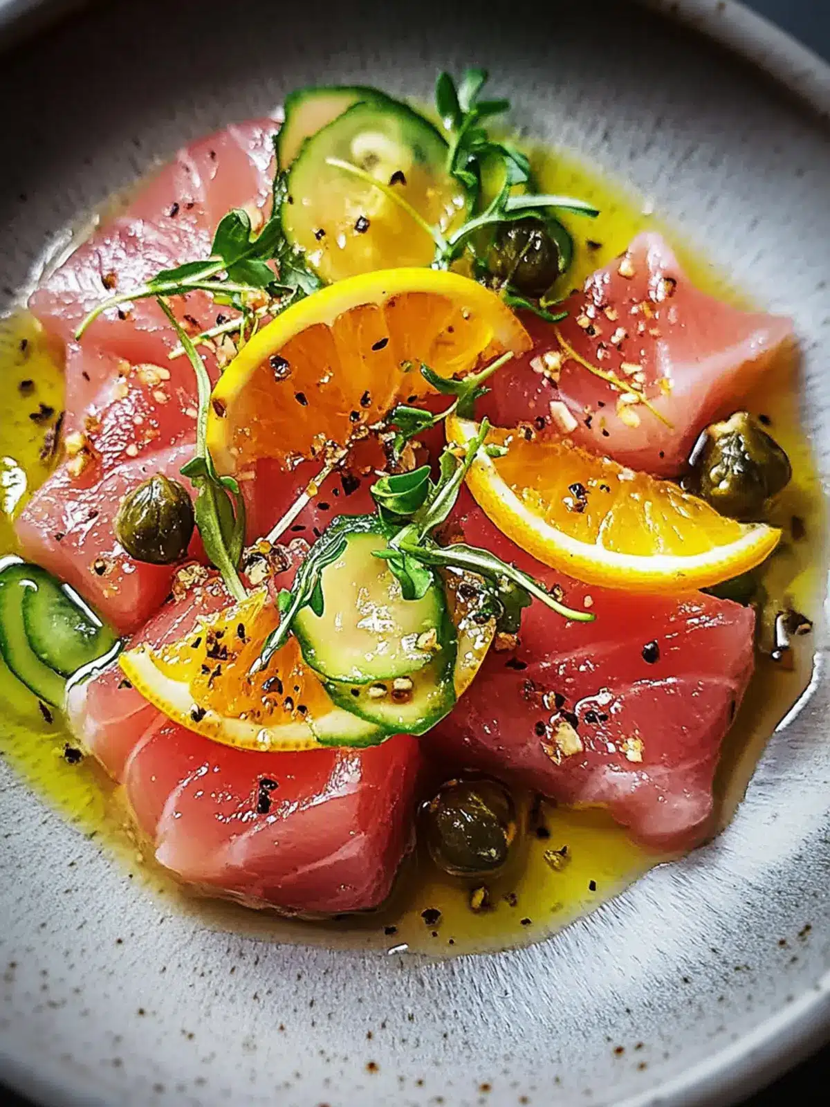 Tuna Crudo with Citrus Caper Vinaigrette for a Summer Refresh 2 Tuna Crudo with Citrus Caper Vinaigrette
