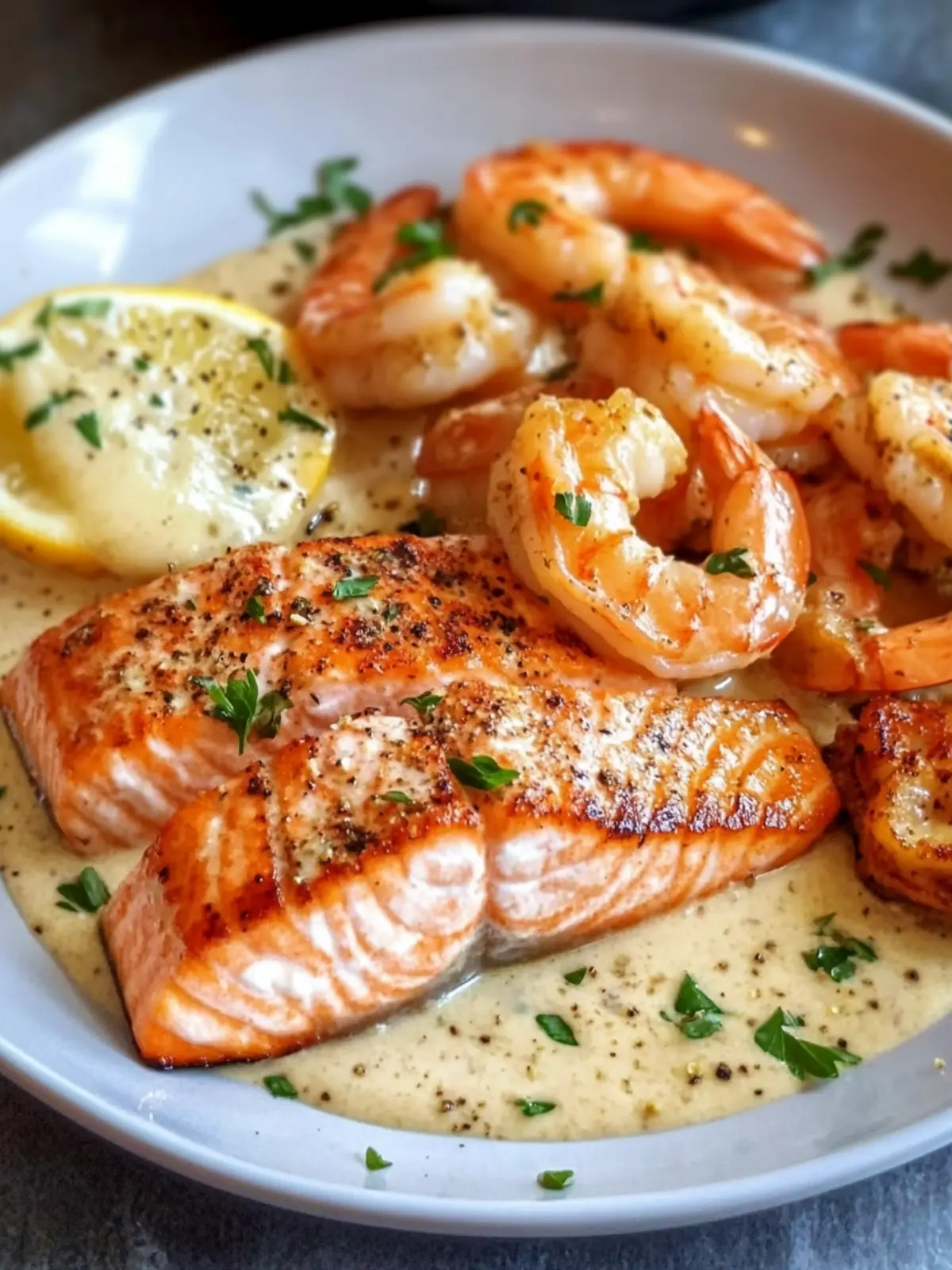 Salmon and Shrimp with Creamy Garlic Sauce in Just 30 Minutes 3 Salmon and Shrimp with Creamy Garlic Sauce