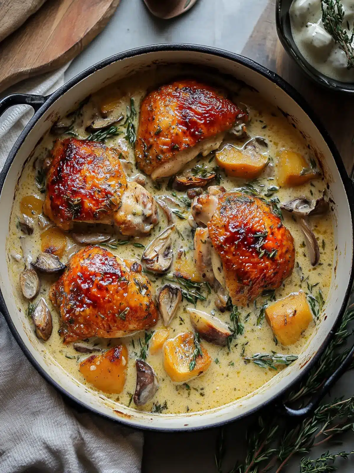 Herb Roasted Chicken in Creamy White Wine Sauce Delight 5 Herb Roasted Chicken in Creamy White Wine Sauce