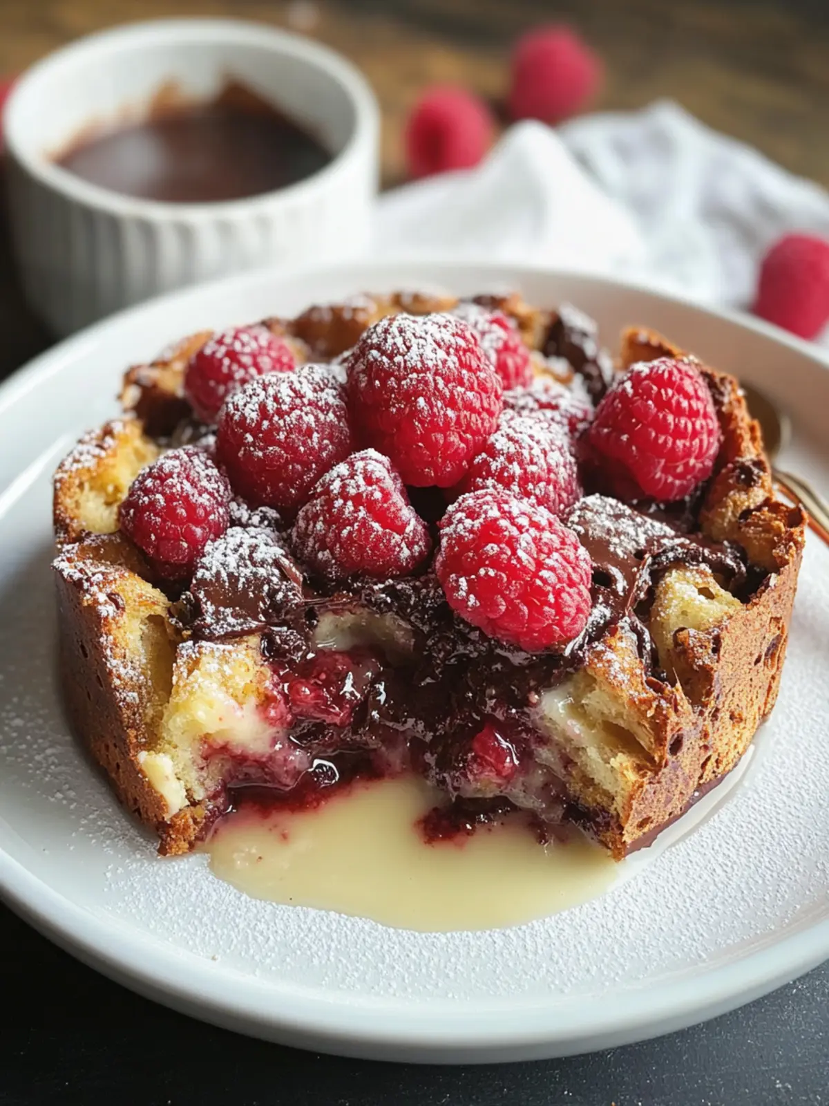 Decadent Dark Chocolate Raspberry Bread Pudding Bliss 5 Dark Chocolate Raspberry Bread Pudding