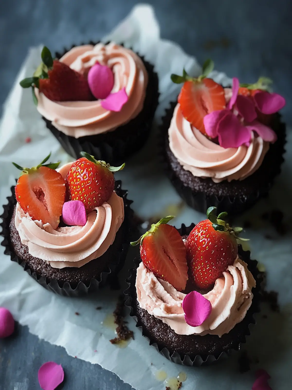 Chocolate Love Cakes with Roasted Strawberry Buttercream Magic 5 Chocolate Love Cakes with Roasted Strawberry Buttercream