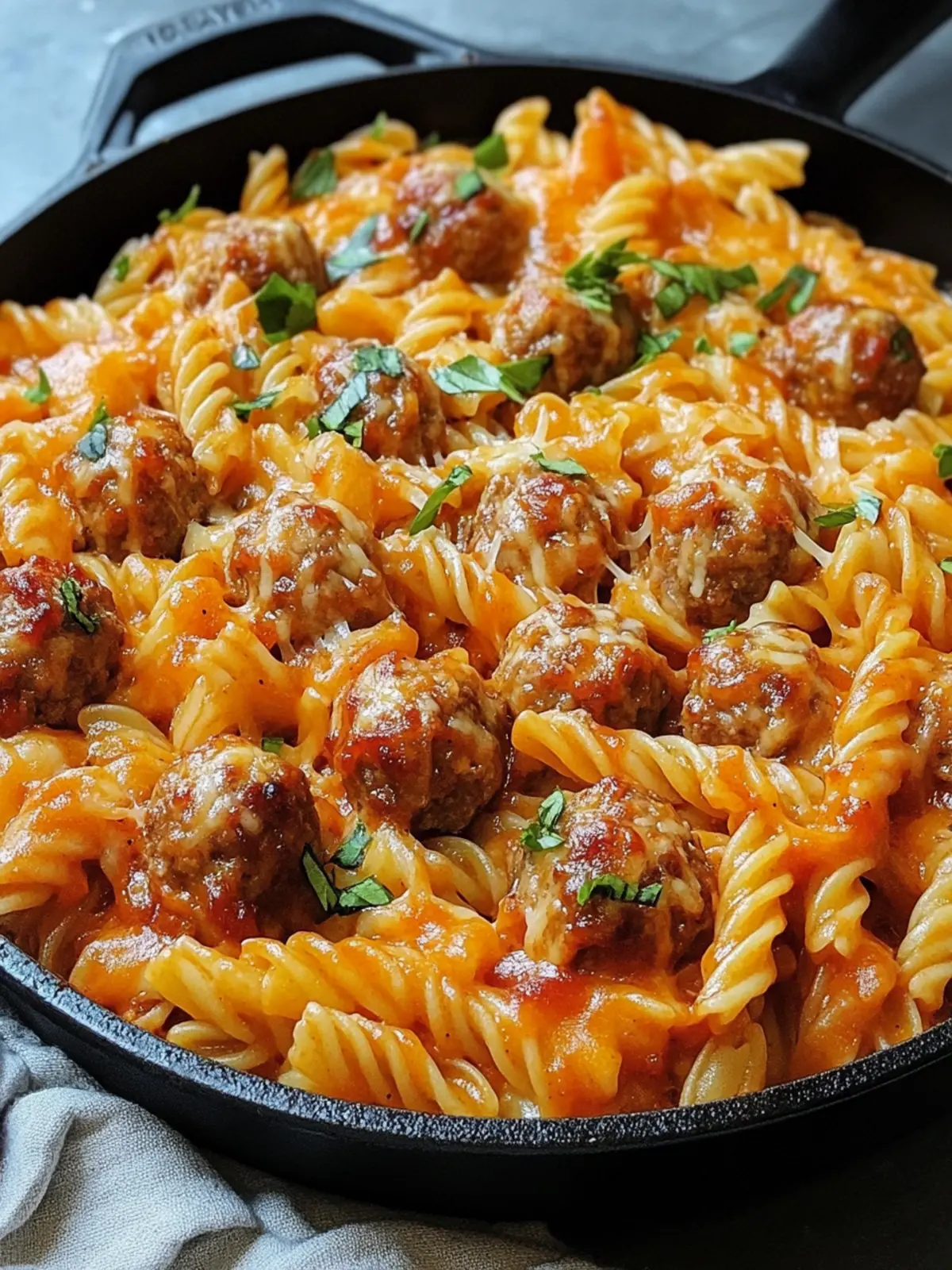BBQ Ranch Meatball & Cheddar Pasta Skillet in 40 Minutes 5 BBQ Ranch Meatball & Cheddar Pasta Skillet