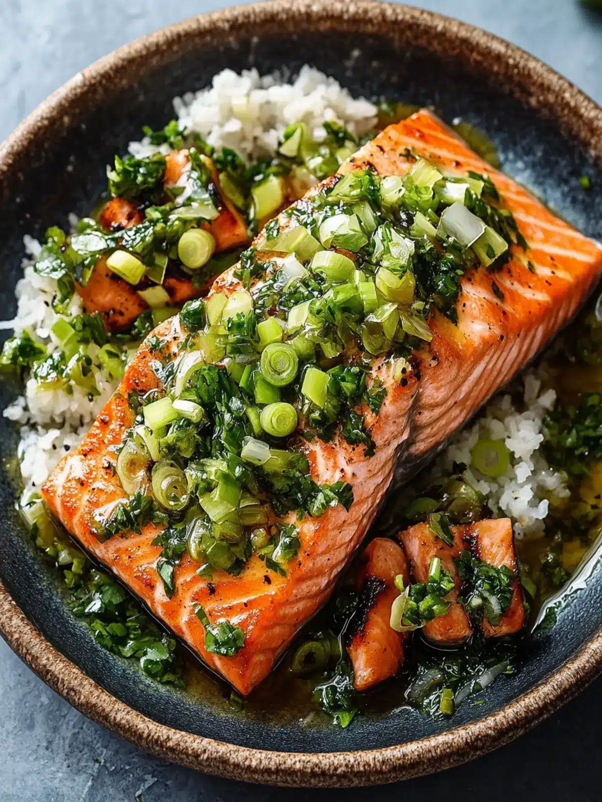 Miso Butter Salmon with Sizzled Scallion Salsa Verde Delight 2 Miso Butter Salmon with Sizzled Scallion Salsa Verde