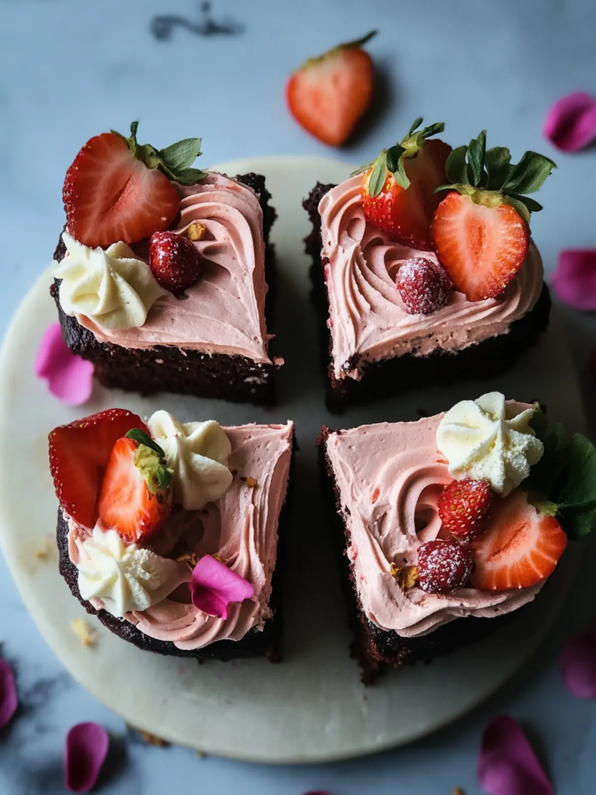 Chocolate Love Cakes with Roasted Strawberry Buttercream Magic 4 Chocolate Love Cakes with Roasted Strawberry Buttercream