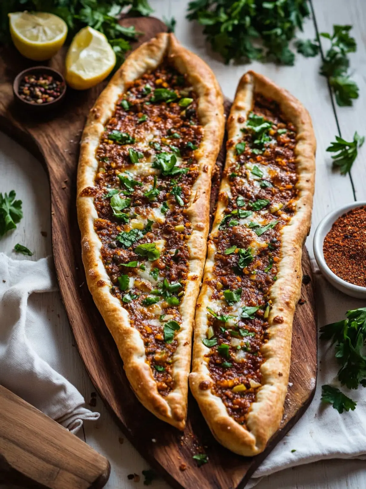 Delicious Turkish Pide: Easy Flatbread with Flavorful Fillings 2 Turkish Pide (Turkish Flatbread)