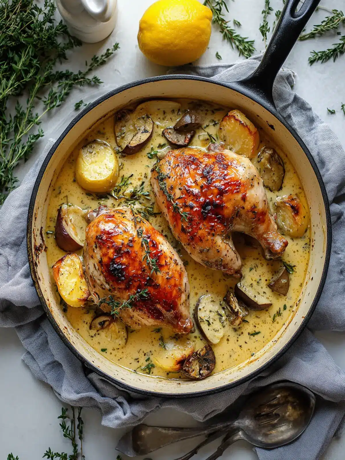 Herb Roasted Chicken in Creamy White Wine Sauce Delight 4 Herb Roasted Chicken in Creamy White Wine Sauce
