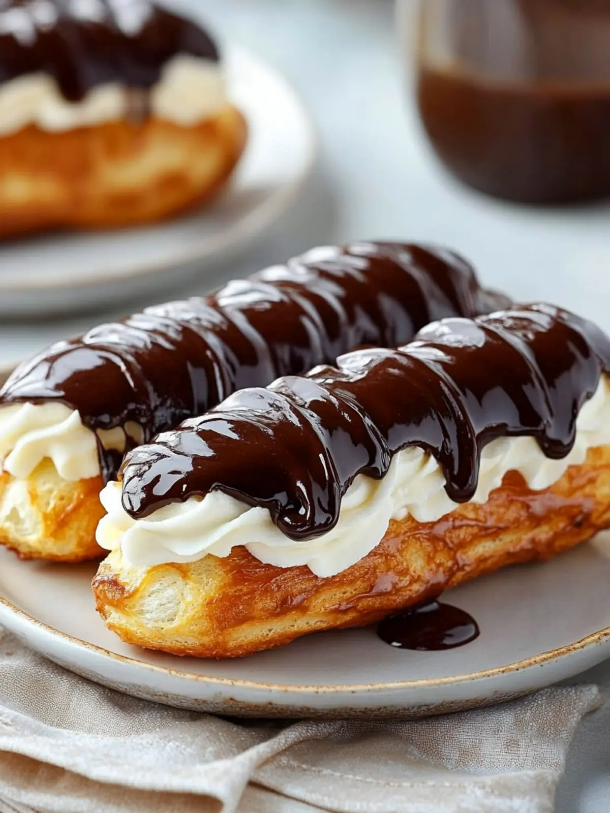 Classic Chocolate Eclairs: Perfectly Puffed & Irresistibly Rich 4 Classic Chocolate Eclairs: Perfectly Puffed & Never Flat!