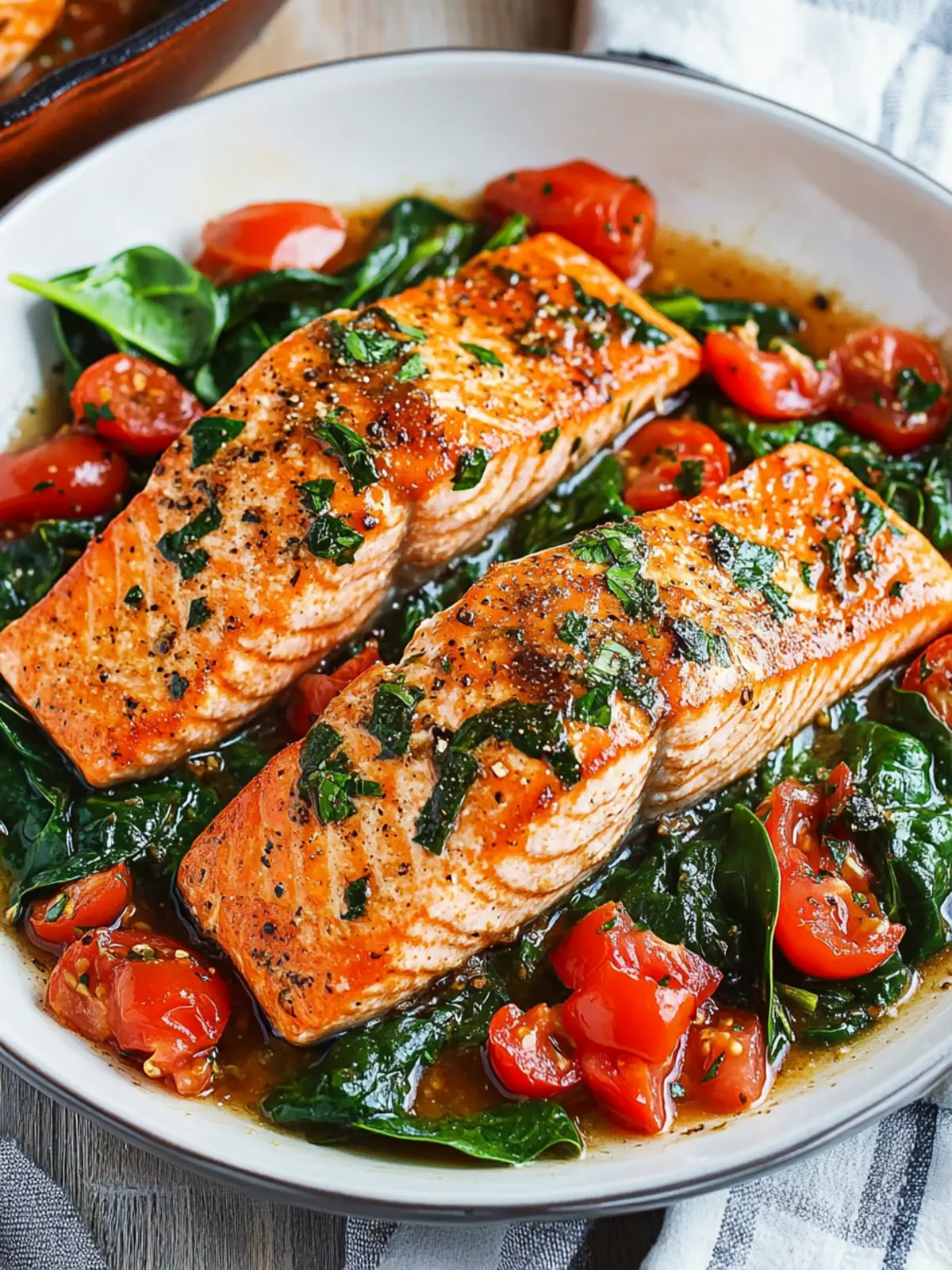 Savory Tuscan Garlic Salmon with Spinach and Tomato Bliss 3 Tuscan Garlic Salmon with Spinach and Tomato