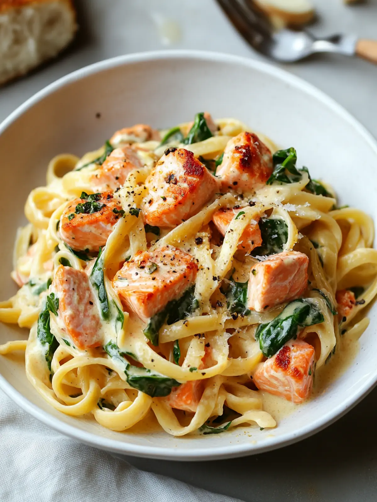 Creamy Salmon Spinach Pasta – Ready in 25 Minutes Flat! 3 Creamy Salmon Spinach Pasta – Restaurant-Worthy in 25 Minutes!
