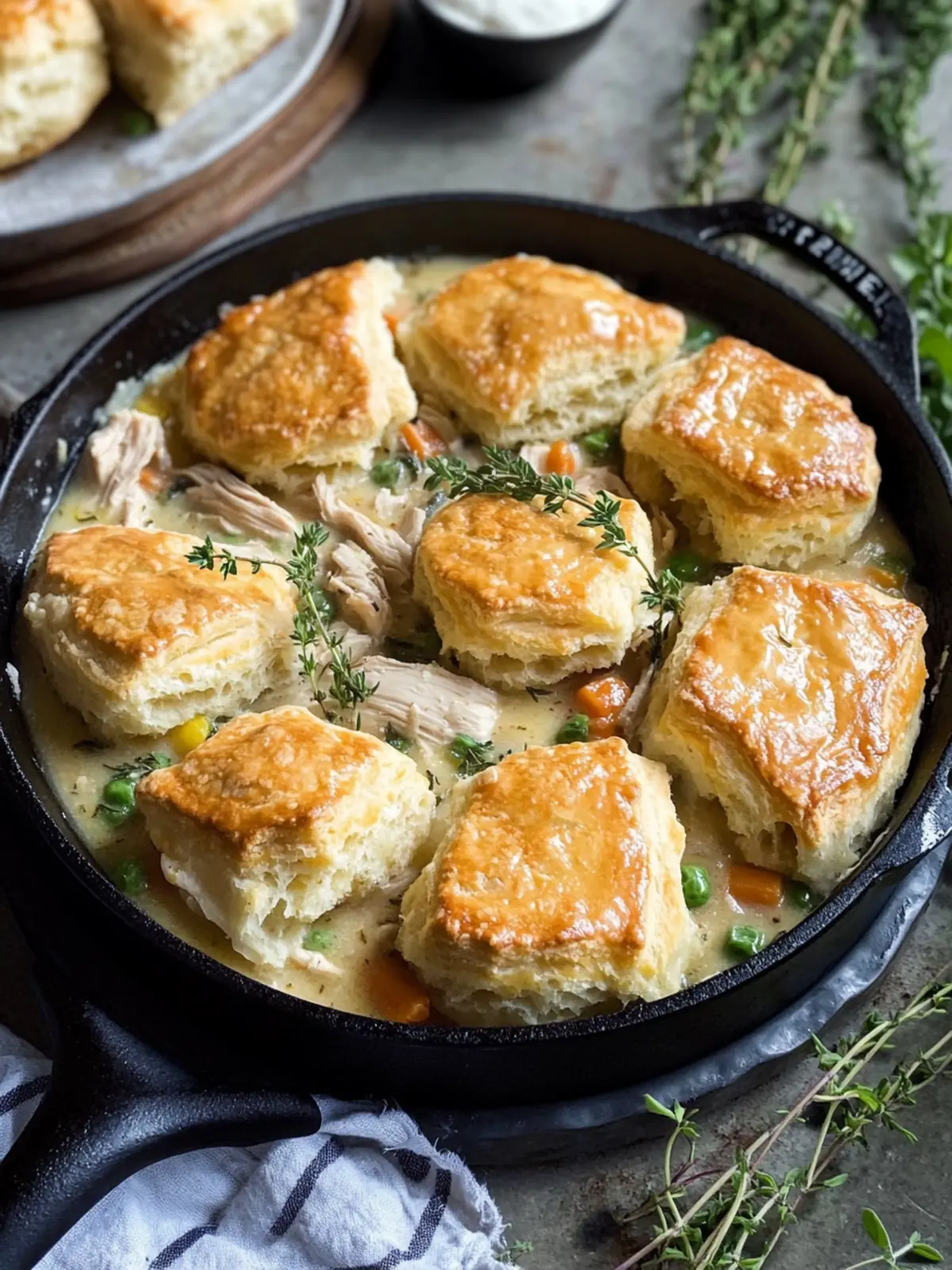 Skillet Chicken Pot Pie with Biscuits: Cozy Family Comfort Dish 4 Skillet Chicken Pot Pie With Biscuits