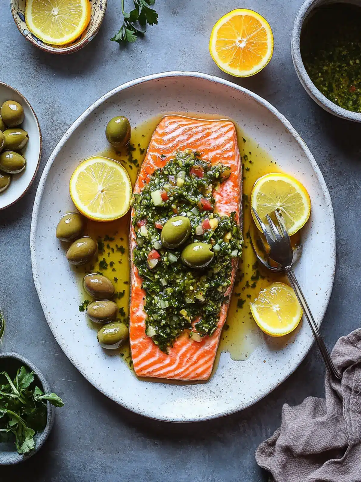 Roasted Citrus Salmon with Green Olive Salsa Verde Magic 4 Roasted Citrus Salmon With Green Olive Salsa Verde