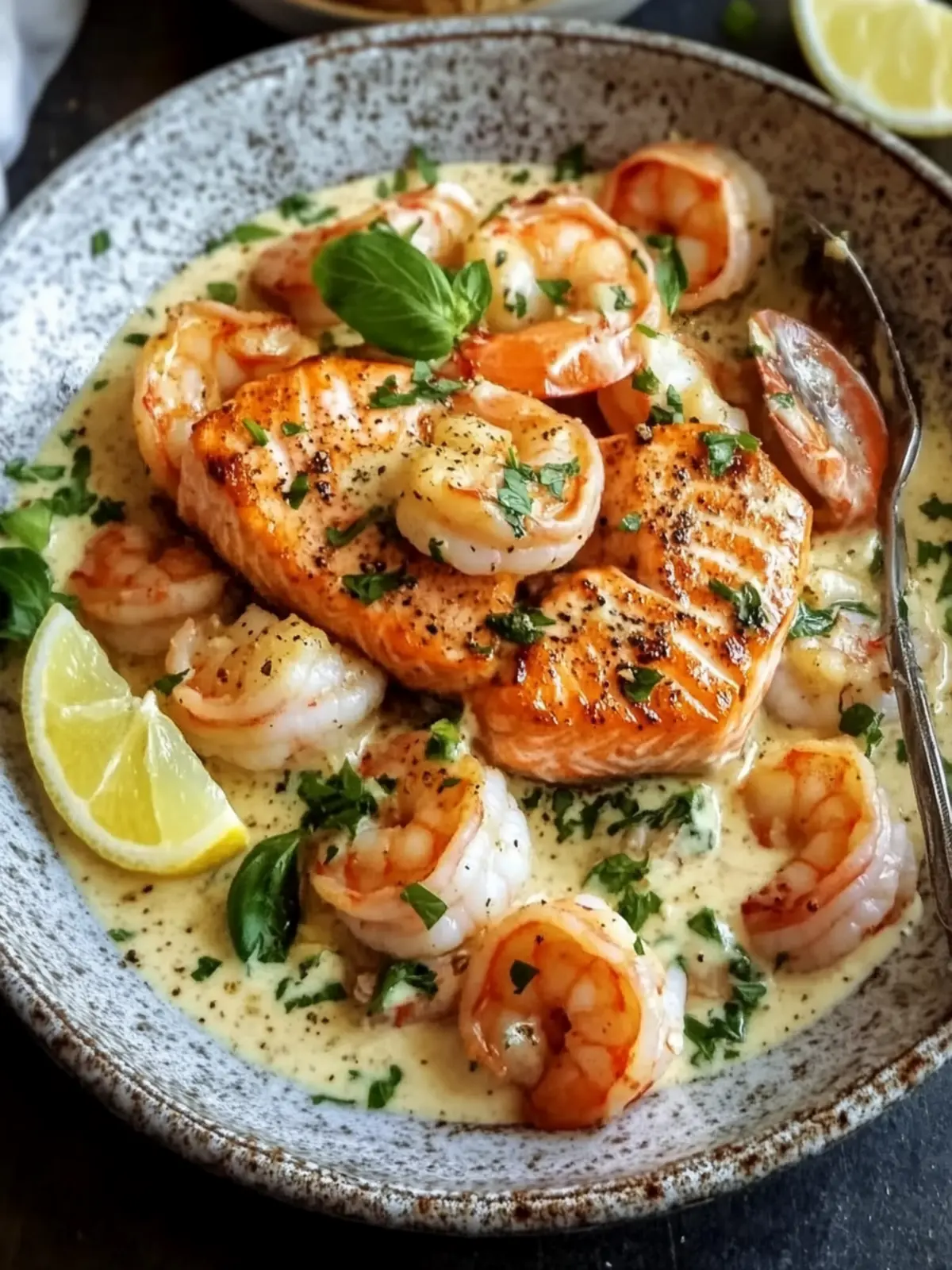 Salmon and Shrimp with Creamy Garlic Sauce in Just 30 Minutes 2 Salmon and Shrimp with Creamy Garlic Sauce