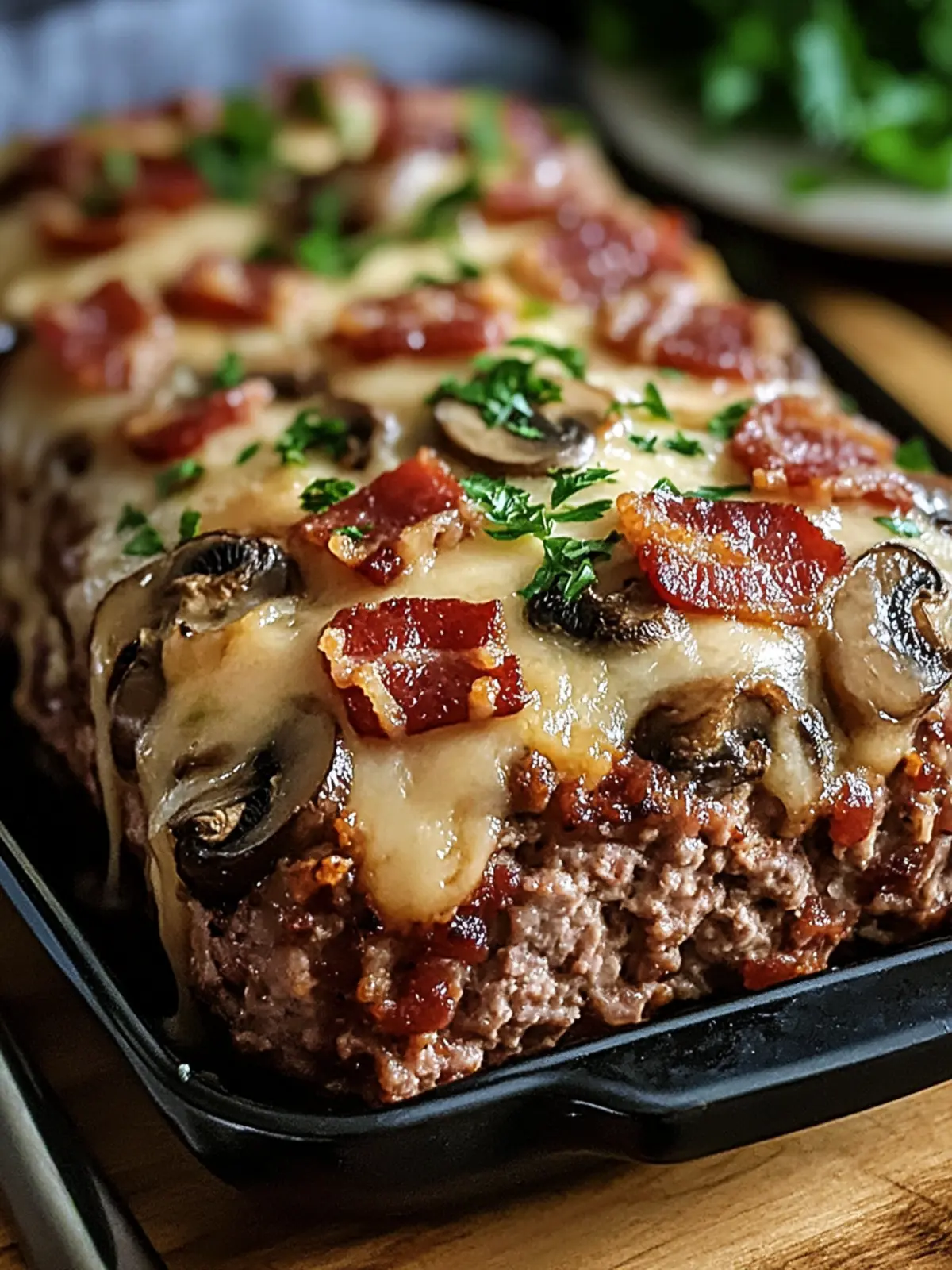 Savory Turkey Bacon Mushroom Swiss Meatloaf for Comfort Food Lovers 3 Turkey Bacon Mushroom Swiss Meatloaf