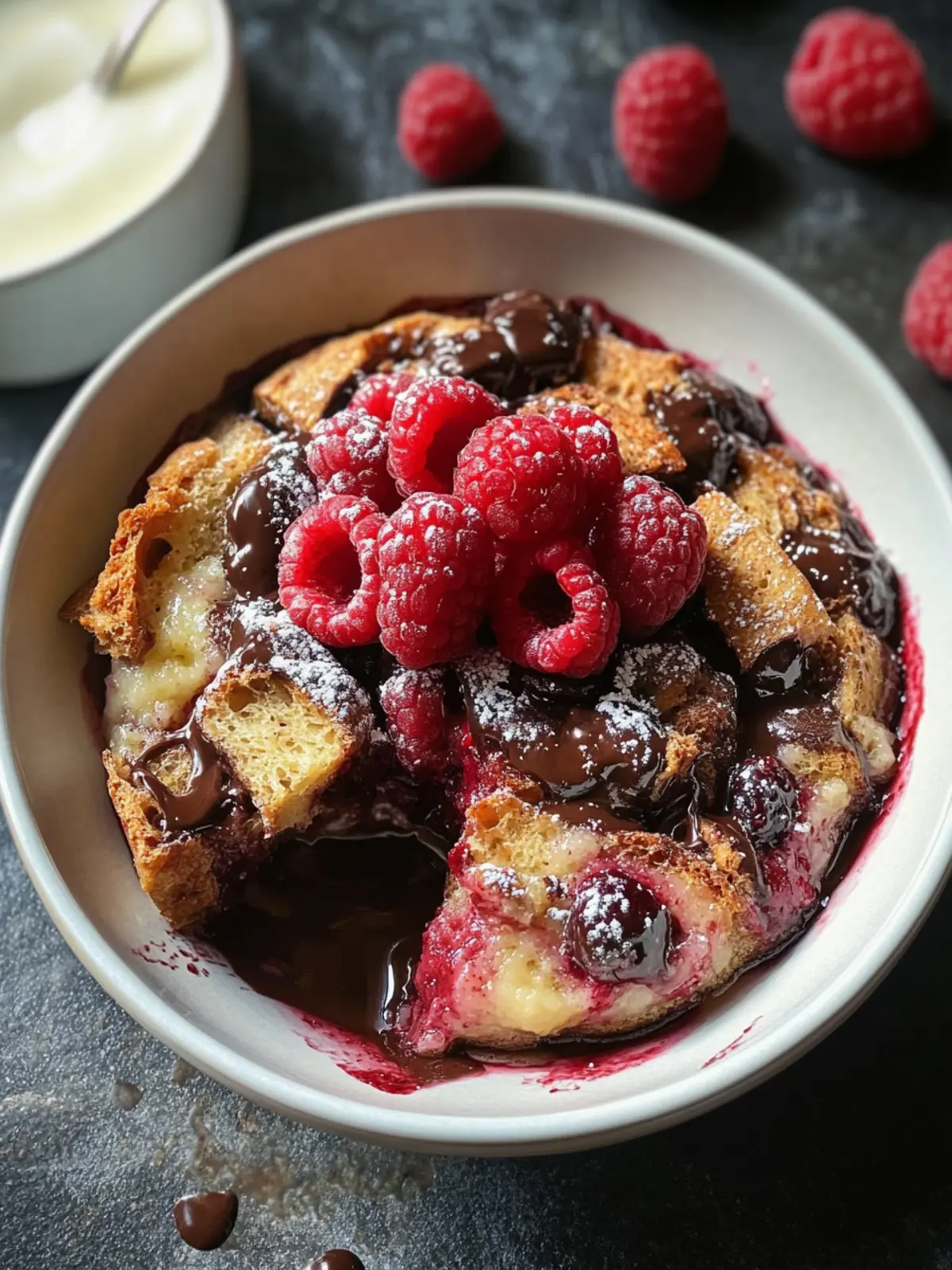 Decadent Dark Chocolate Raspberry Bread Pudding Bliss 2 Dark Chocolate Raspberry Bread Pudding