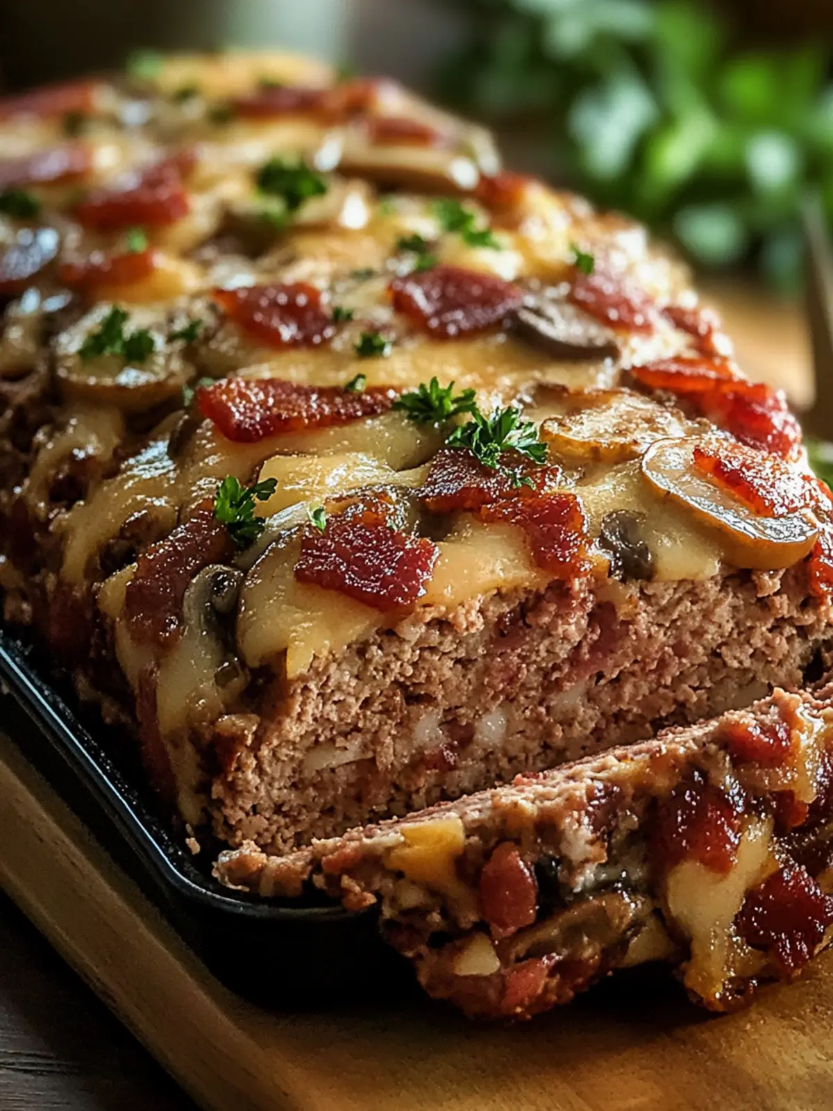 Savory Turkey Bacon Mushroom Swiss Meatloaf for Comfort Food Lovers 2 Turkey Bacon Mushroom Swiss Meatloaf