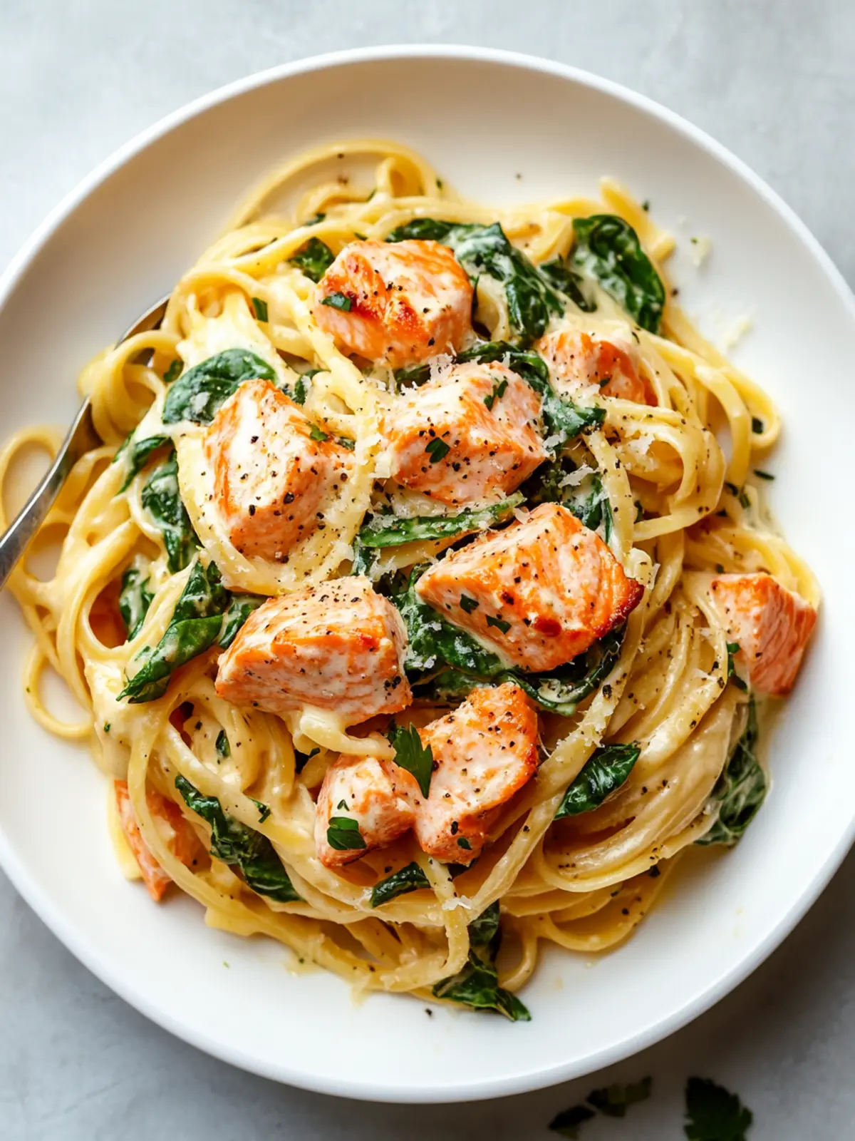 Creamy Salmon Spinach Pasta – Ready in 25 Minutes Flat! 2 Creamy Salmon Spinach Pasta – Restaurant-Worthy in 25 Minutes!