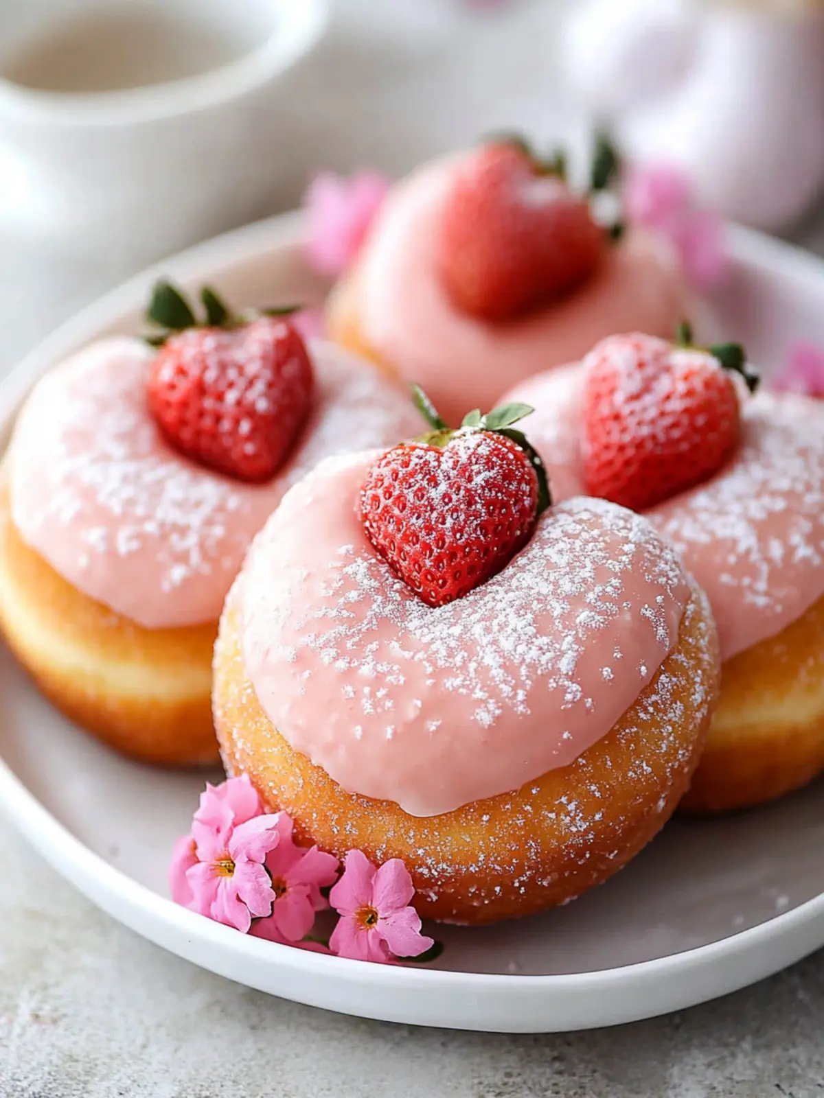 Heart Shaped Strawberry Cheesecake Donuts to Sweeten Your Day 4 Heart Shaped Strawberry Cheesecake Donuts