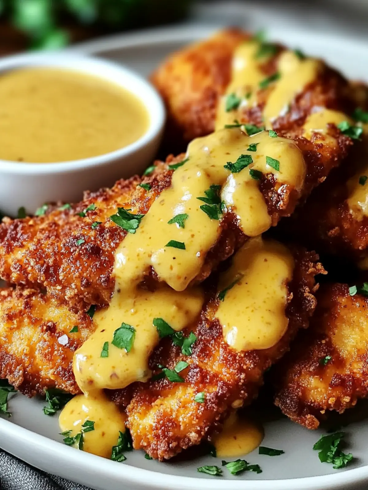 Crispy Pretzel Chicken with Mustard-Cheddar Sauce Made Easy 4 Crispy Pretzel Chicken with Mustard-Cheddar Sauce
