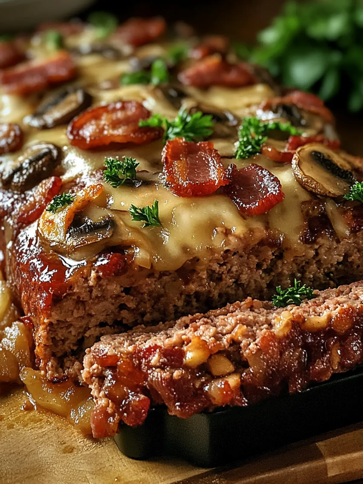 Savory Turkey Bacon Mushroom Swiss Meatloaf for Comfort Food Lovers 4 Turkey Bacon Mushroom Swiss Meatloaf