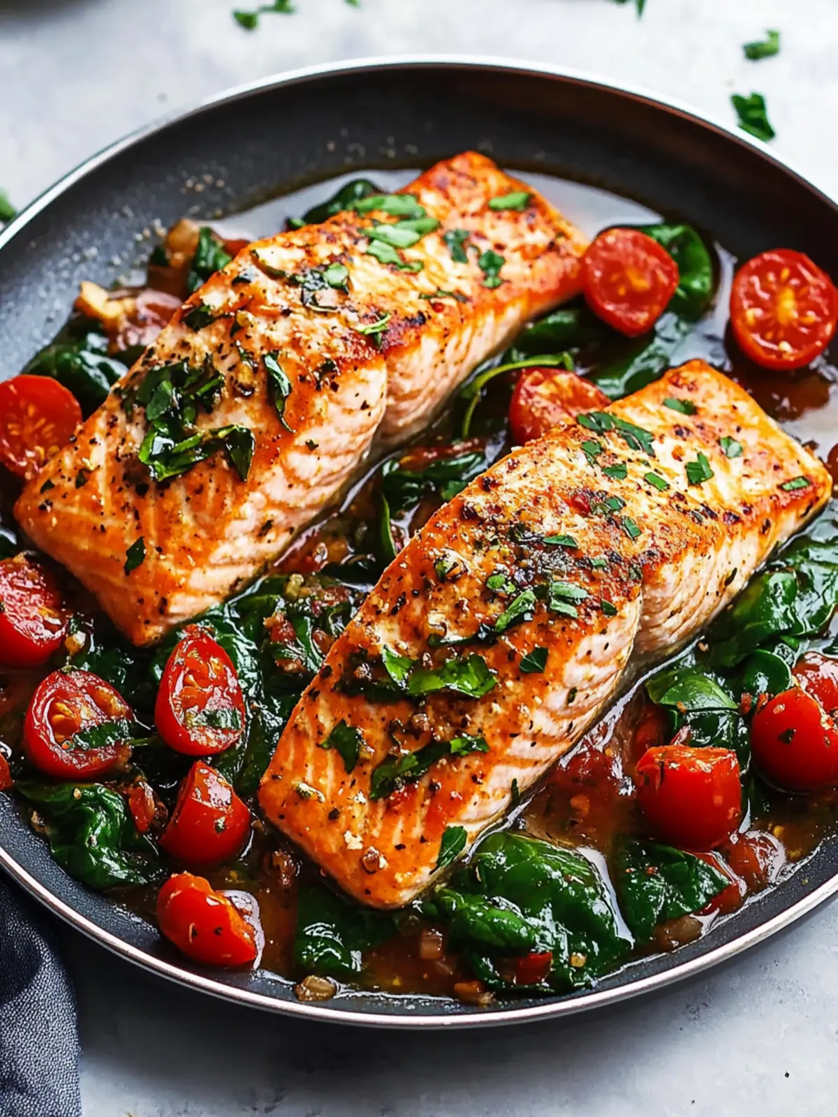 Savory Tuscan Garlic Salmon with Spinach and Tomato Bliss 5 Tuscan Garlic Salmon with Spinach and Tomato