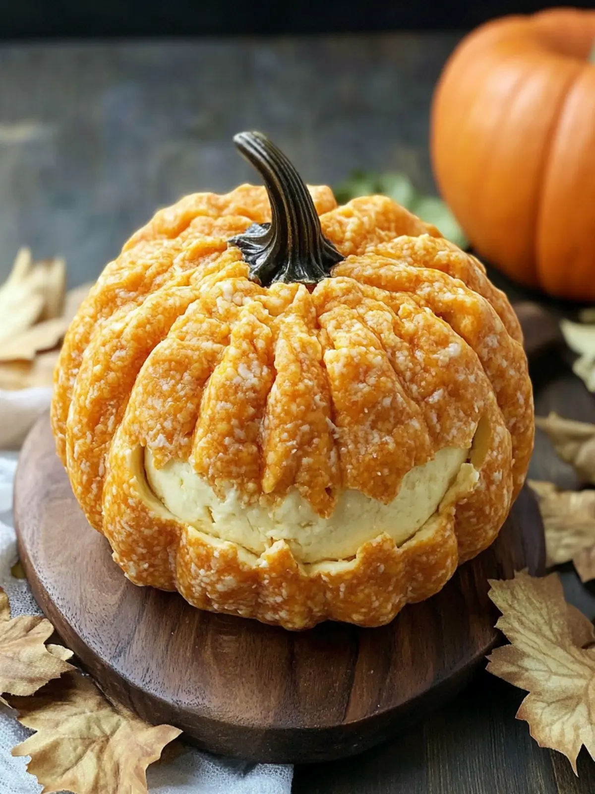 Pumpkin Shaped Cheese Ball for Spooky Delicious Gatherings 3 Pumpkin Shaped Cheese Ball for Halloween or Thanksgiving