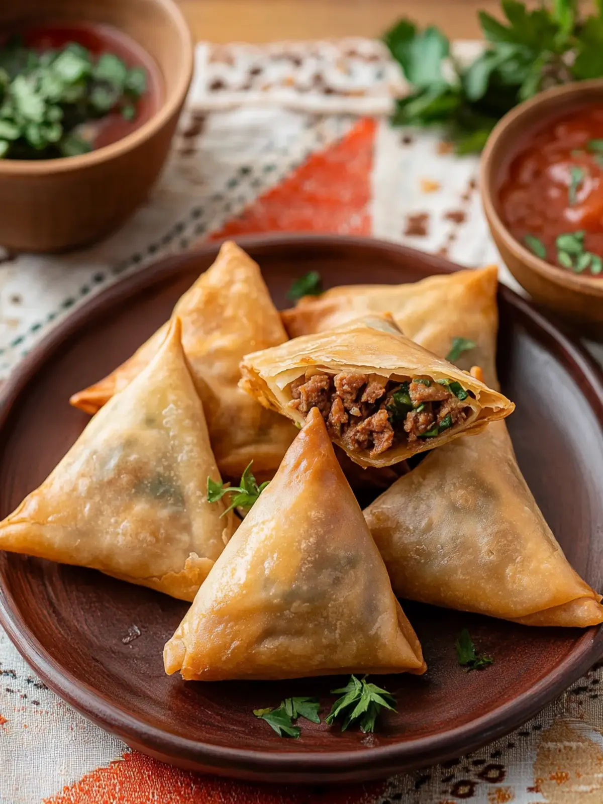 Savory Meat Sambousek - Crispy Middle Eastern Delight 5 Meat Sambousek