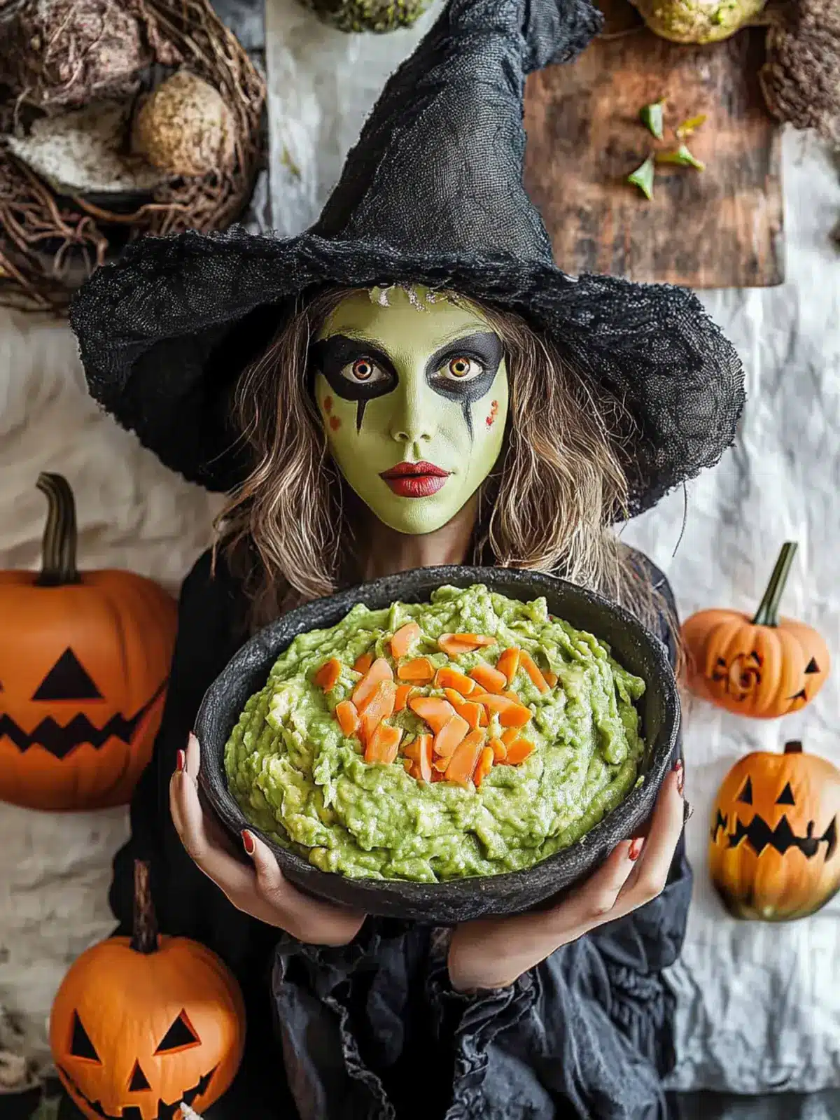 Deliciously Spooky: Halloween Guacamole Witch Dip Recipe 2 Halloween Guacamole Witch