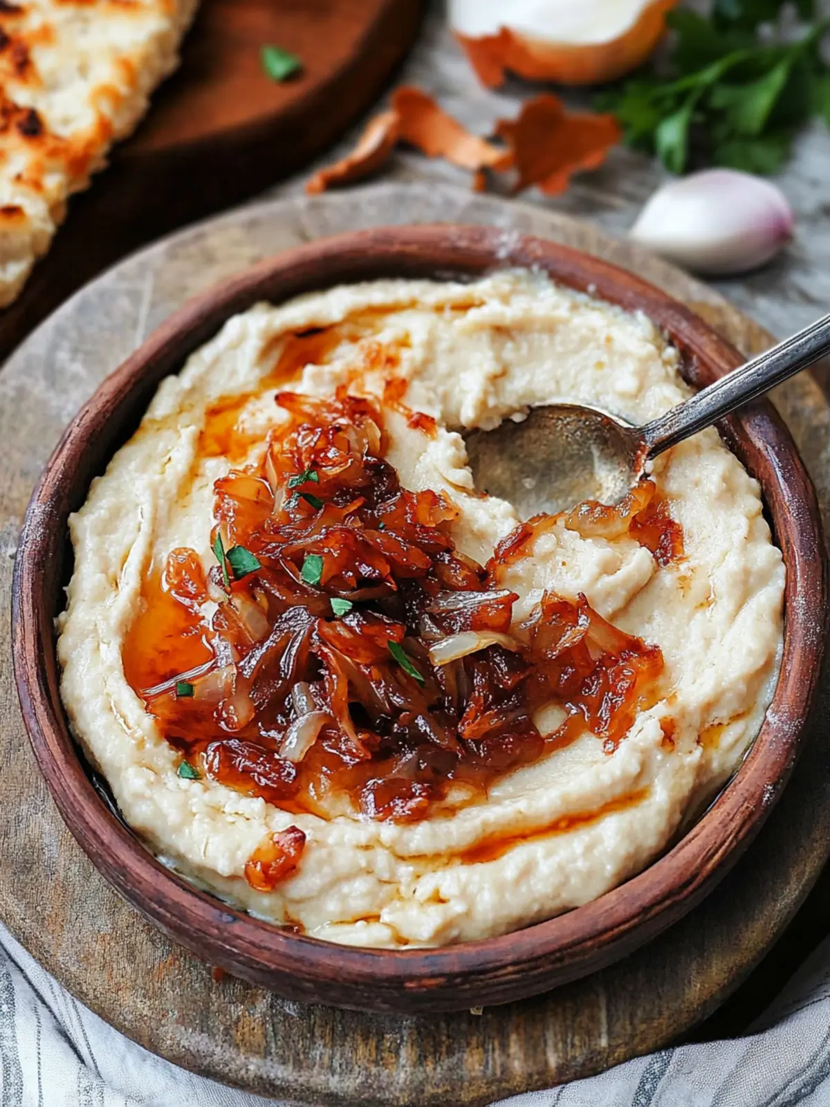 Romanian White Bean Dip with Caramelized Onions Bliss 3 Romanian White Bean Dip with Caramelized Onions (Fasole Batuta)