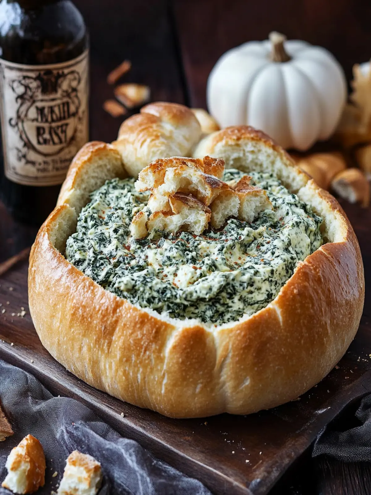 Lipton Spinach Dip in a Halloween Bread Bowl for Spooky Fun 2 Lipton Spinach Dip in Halloween Bread Bowl
