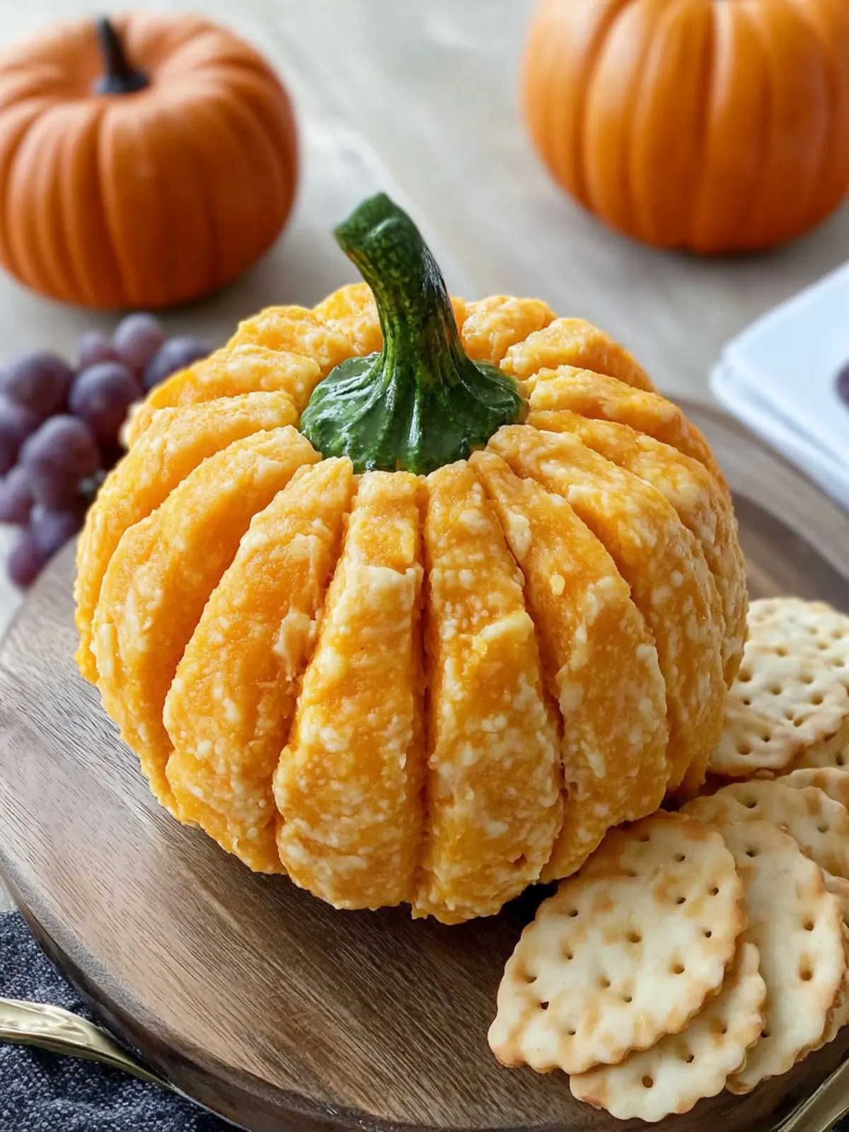 Pumpkin Shaped Cheese Ball for Spooky Delicious Gatherings 2 Pumpkin Shaped Cheese Ball for Halloween or Thanksgiving