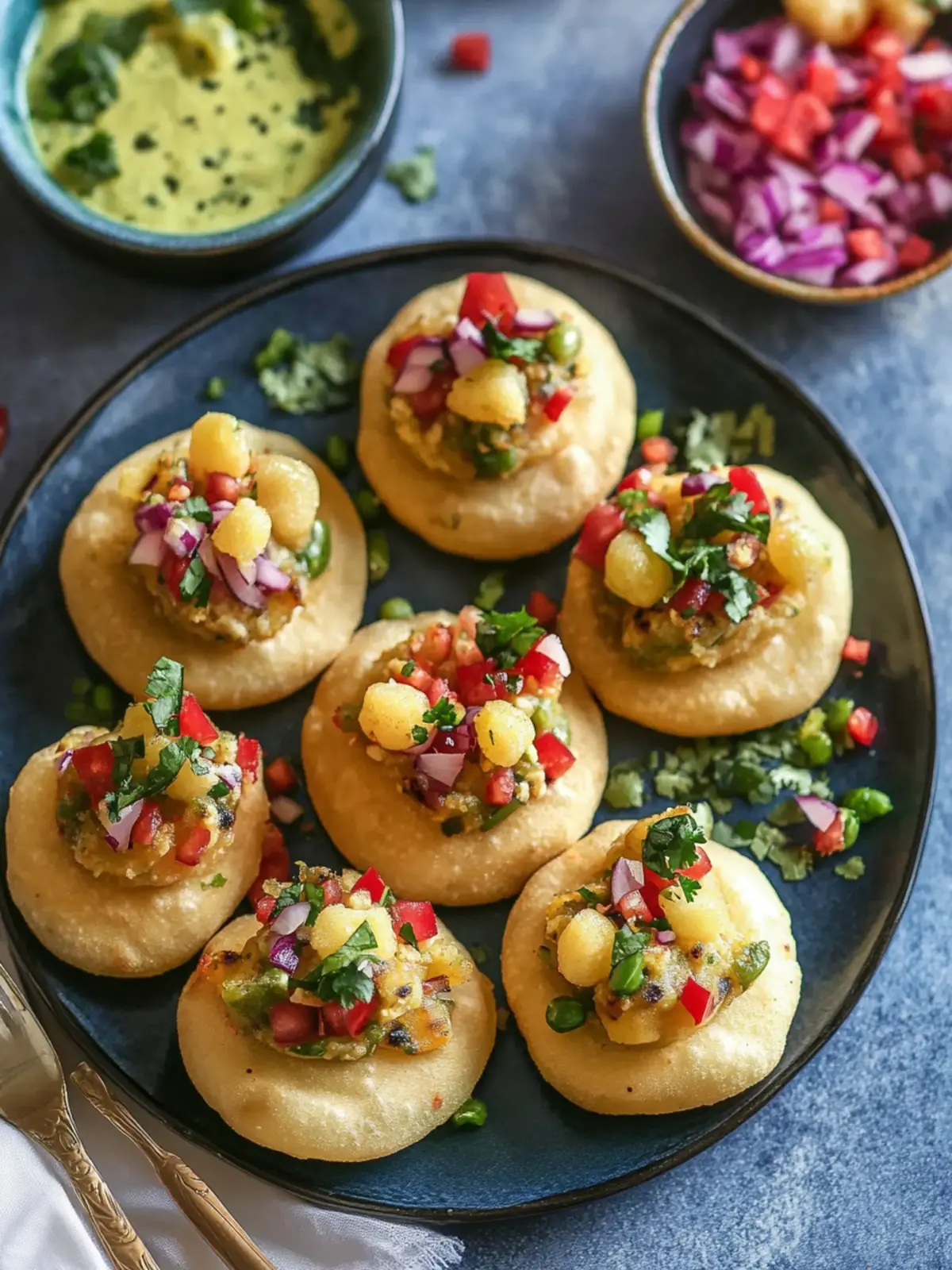 Crispy Puri Chaat Bites: Irresistible Indian Snack Delight 2 Puri Chaat Bites - An Indian Snack