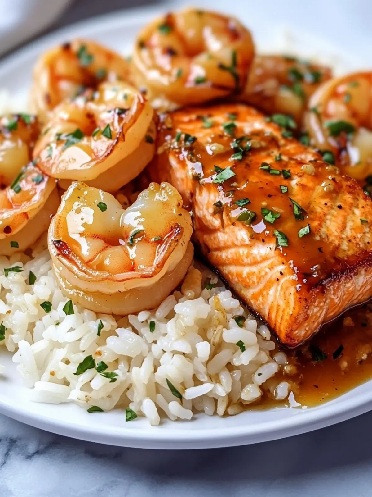 Irresistible Honey Garlic Salmon & Shrimp over Garlic Butter Rice Recipe 5 Honey Garlic Salmon & Shrimp over Garlic Butter Rice Recipe