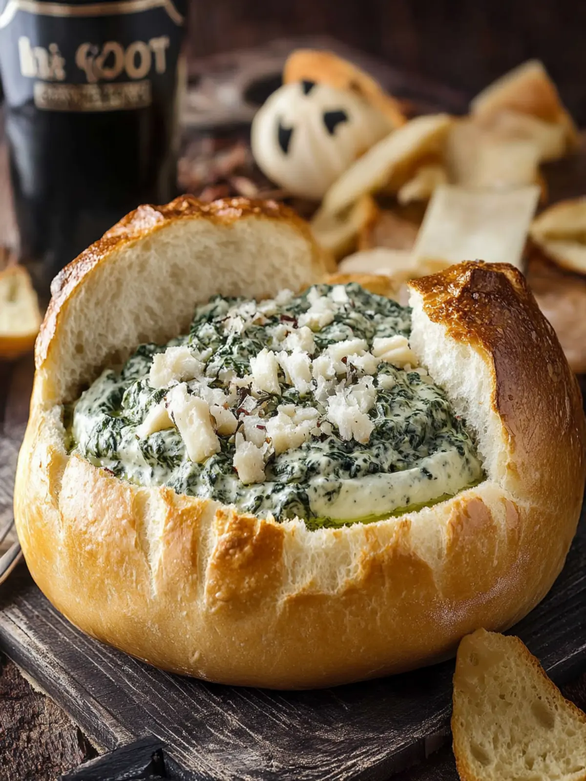 Lipton Spinach Dip in a Halloween Bread Bowl for Spooky Fun 3 Lipton Spinach Dip in Halloween Bread Bowl