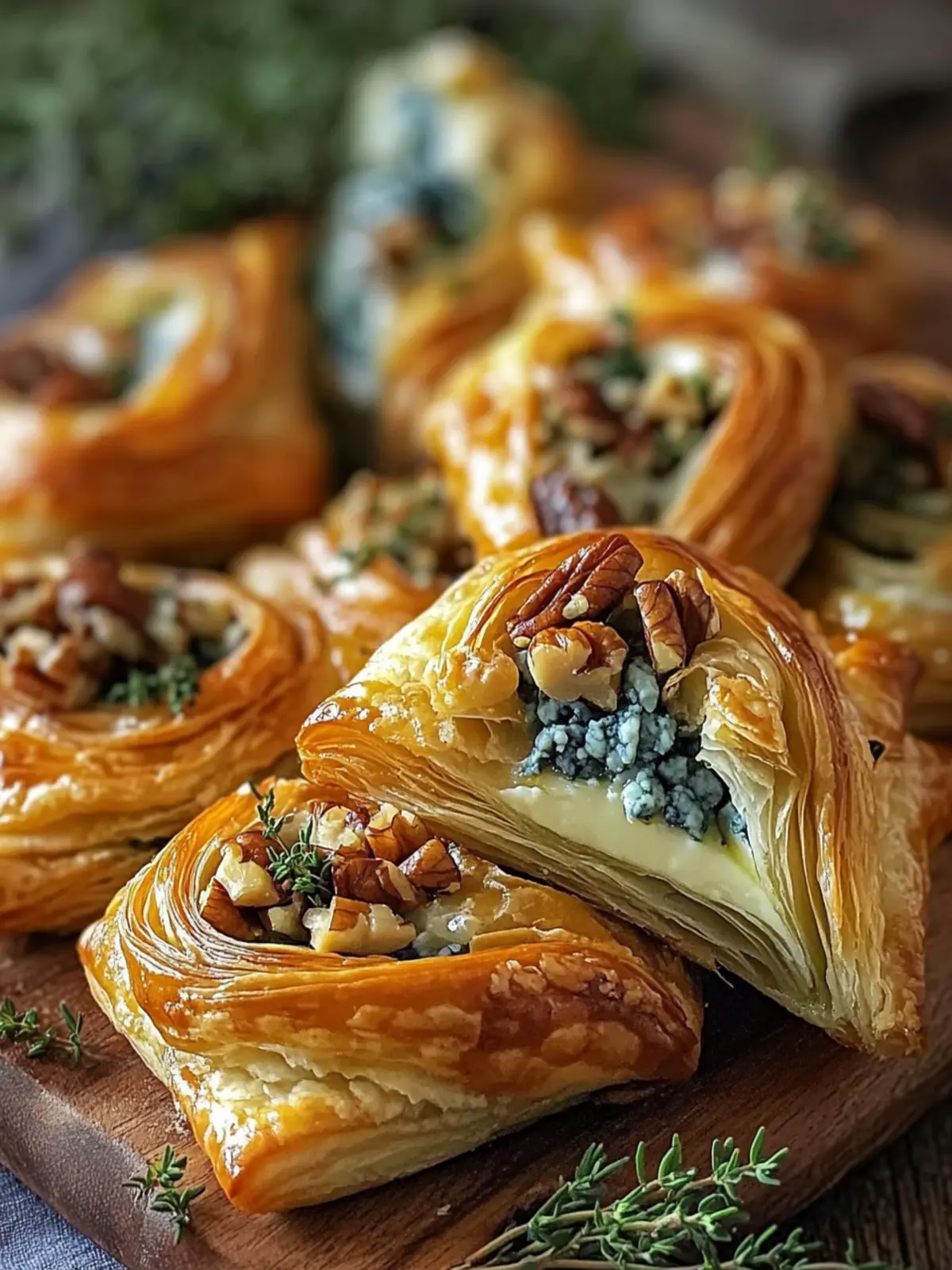 Delicious Blue Cheese Walnut Thyme Puff Pastry Twirl Recipe 2 Blue Cheese Walnut Thyme Puff Pastry Twirl Recipe
