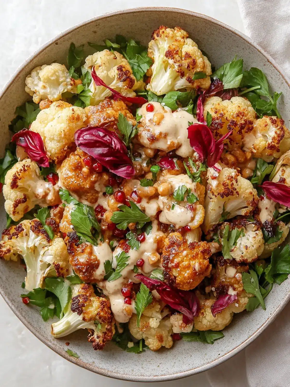 Roasted Cauliflower Tahini Salad for a Cozy Winter Night 2 Roasted Cauliflower Tahini Salad
