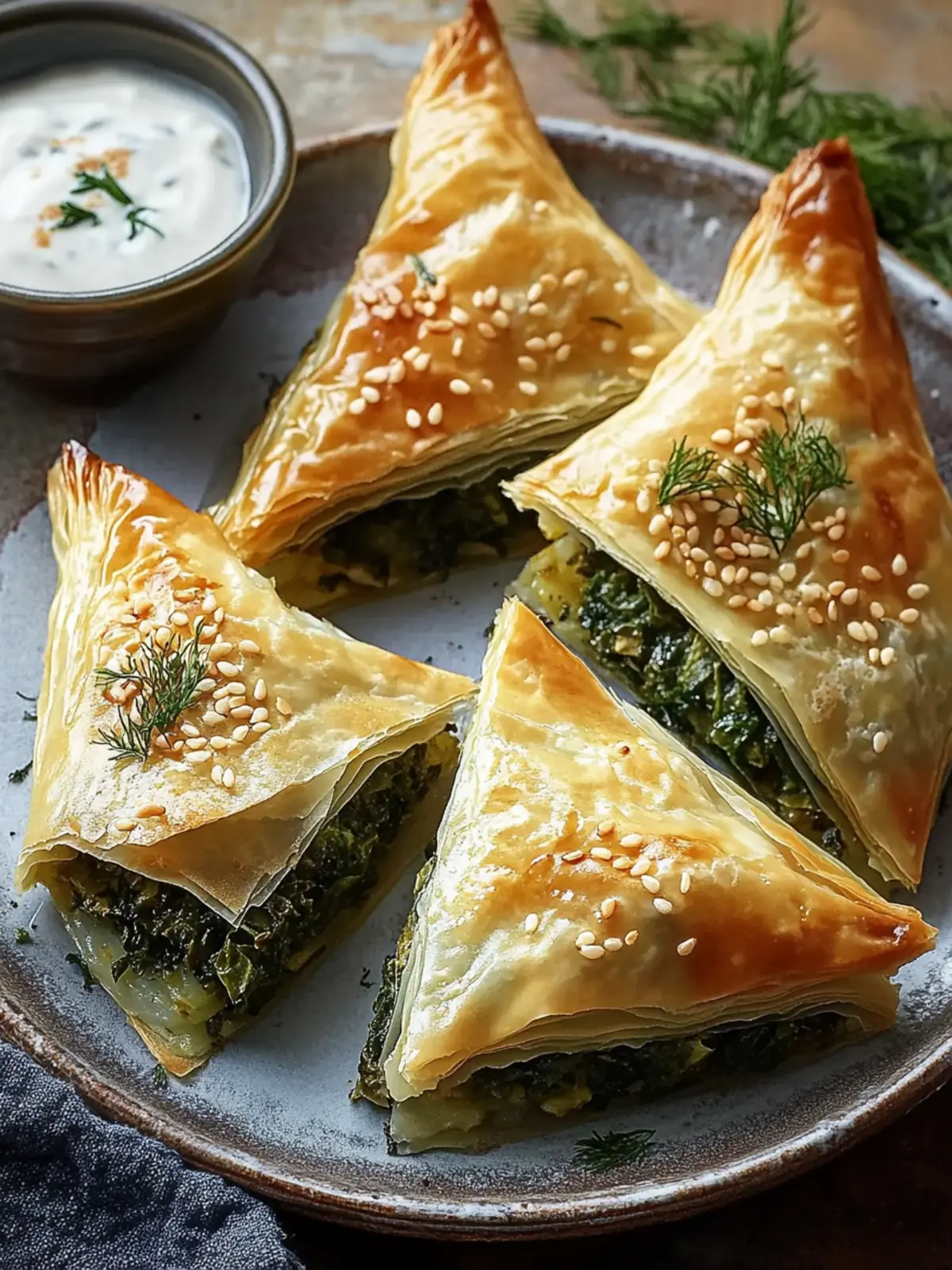 Delicious Spanakopita Triangles: A Greek Pastry Classic Recipe 3 Spanakopita Triangles: A Greek Pastry Classic