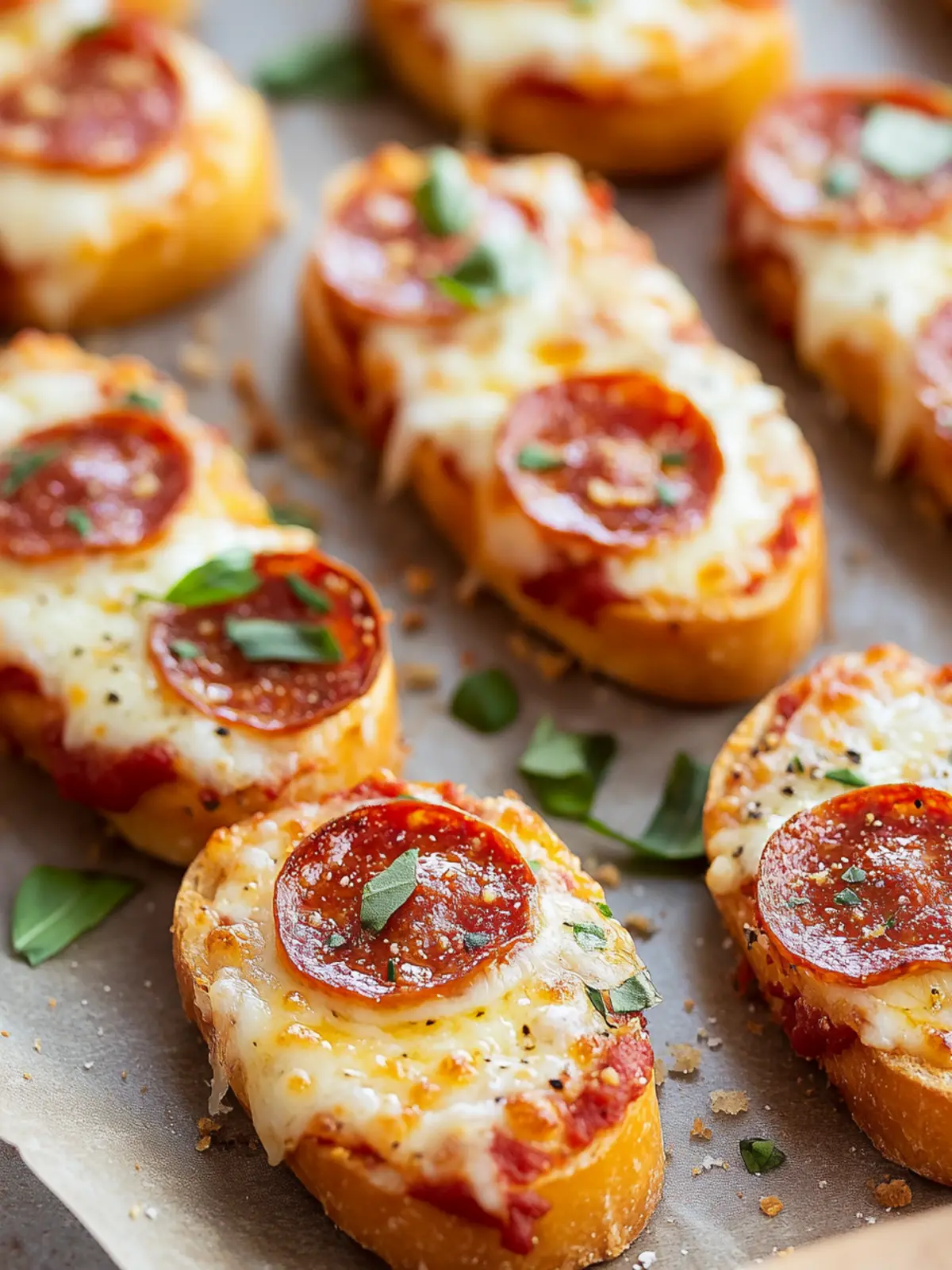 Baguette Pizza Bites: Crunchy, Cheesy Joy for Parties 5 Baguette Pizza Bites : Crunchy, Cheesy, and Perfect for Parties