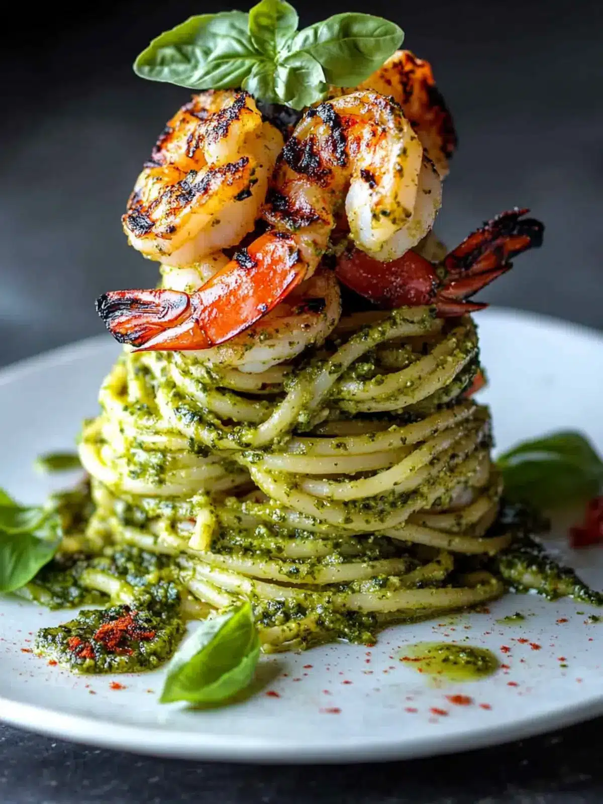 Pesto Pasta and Grilled Shrimp Stack for a Gourmet Feast 4 Pesto Pasta and Grilled Shrimp Stack