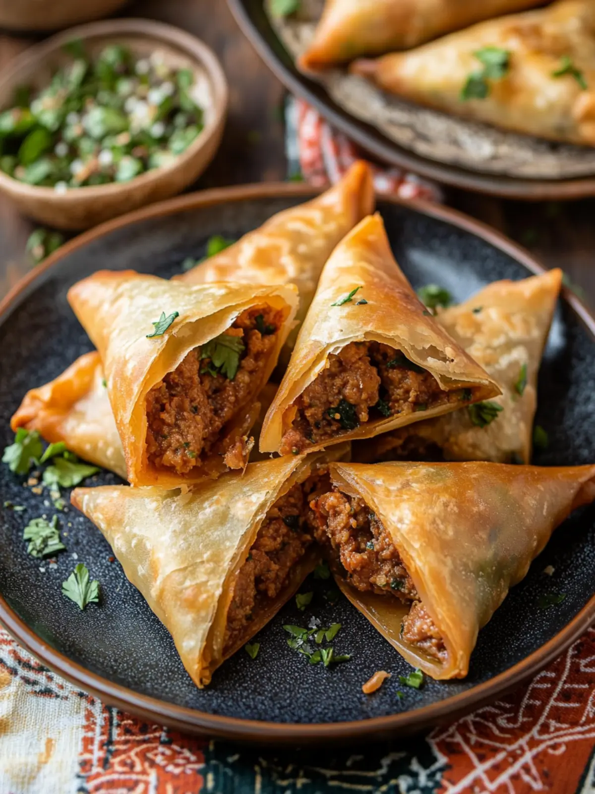 Savory Meat Sambousek - Crispy Middle Eastern Delight 4 Meat Sambousek