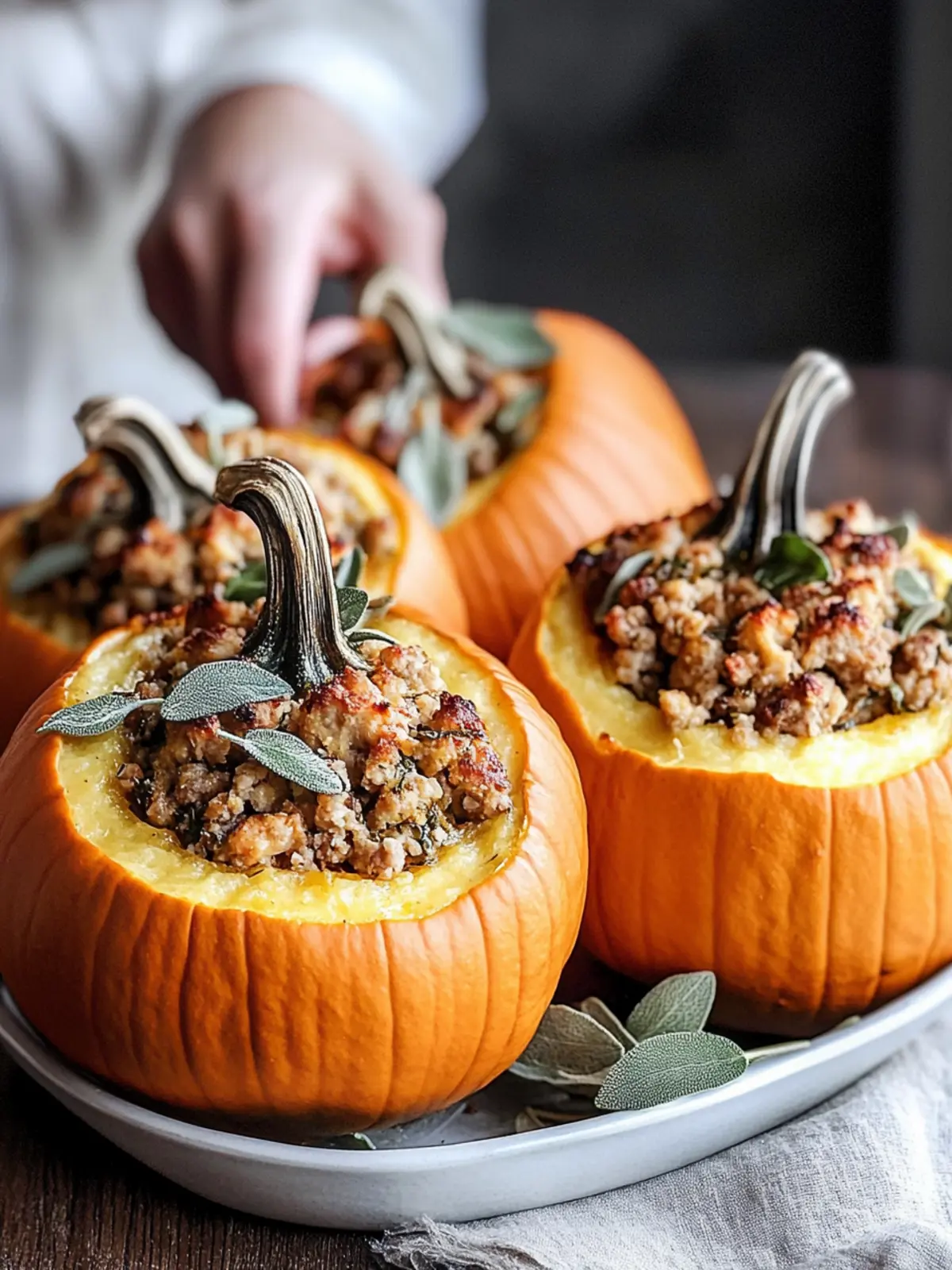 Ground Turkey & Brown Butter Sage Stuffed Pumpkins Delight 3 Ground Turkey & Brown Butter Sage Stuffed Pumpkins