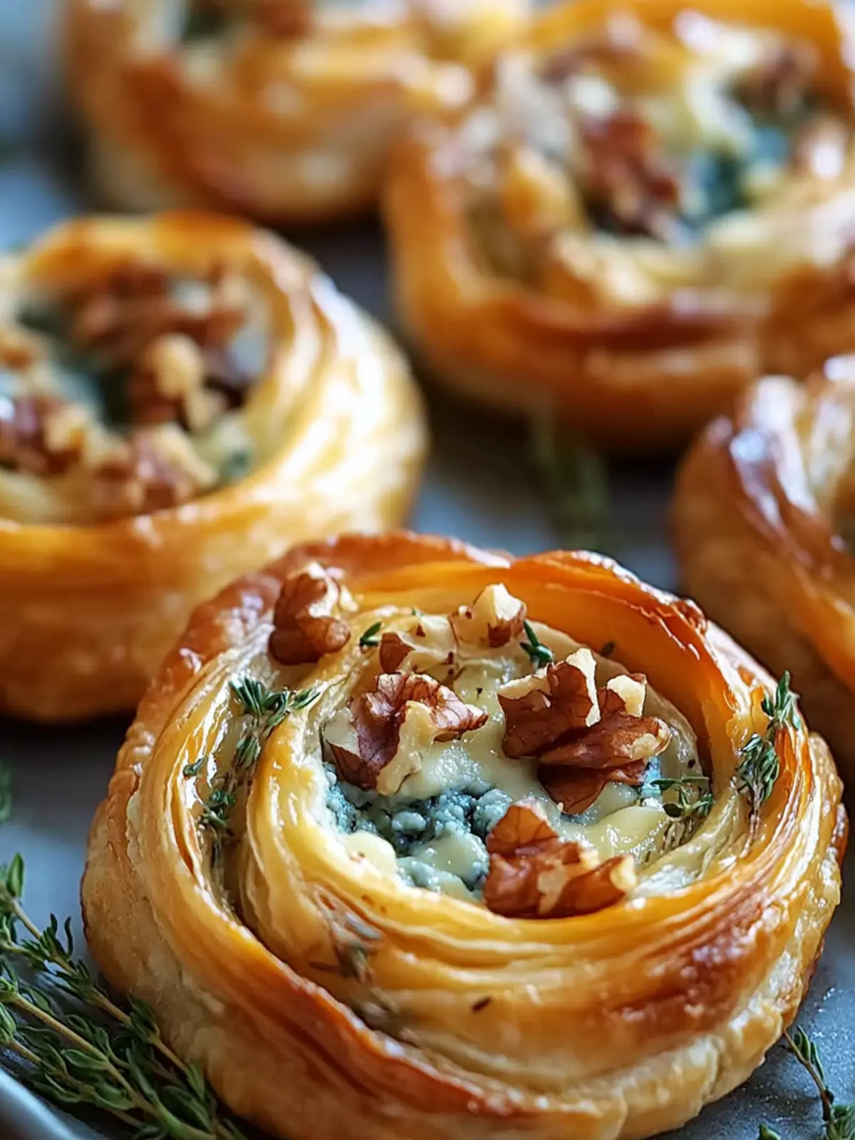 Delicious Blue Cheese Walnut Thyme Puff Pastry Twirl Recipe 3 Blue Cheese Walnut Thyme Puff Pastry Twirl Recipe