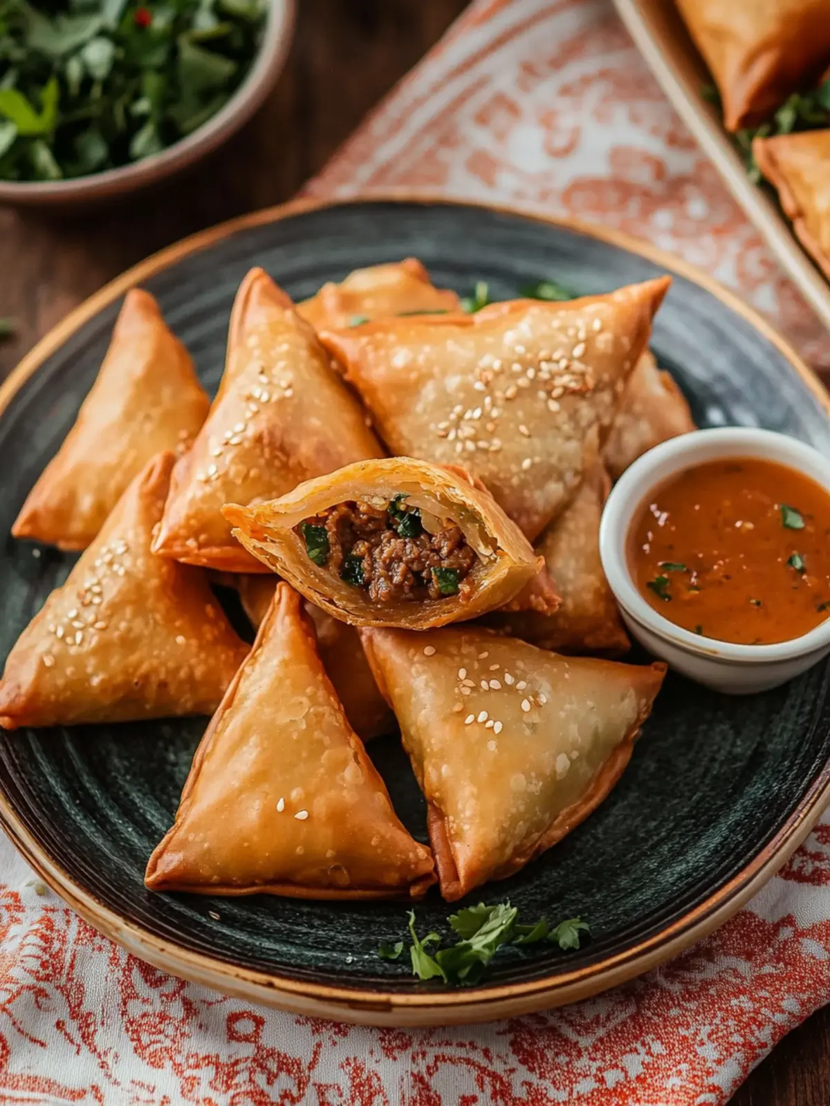 Savory Meat Sambousek - Crispy Middle Eastern Delight 2 Meat Sambousek