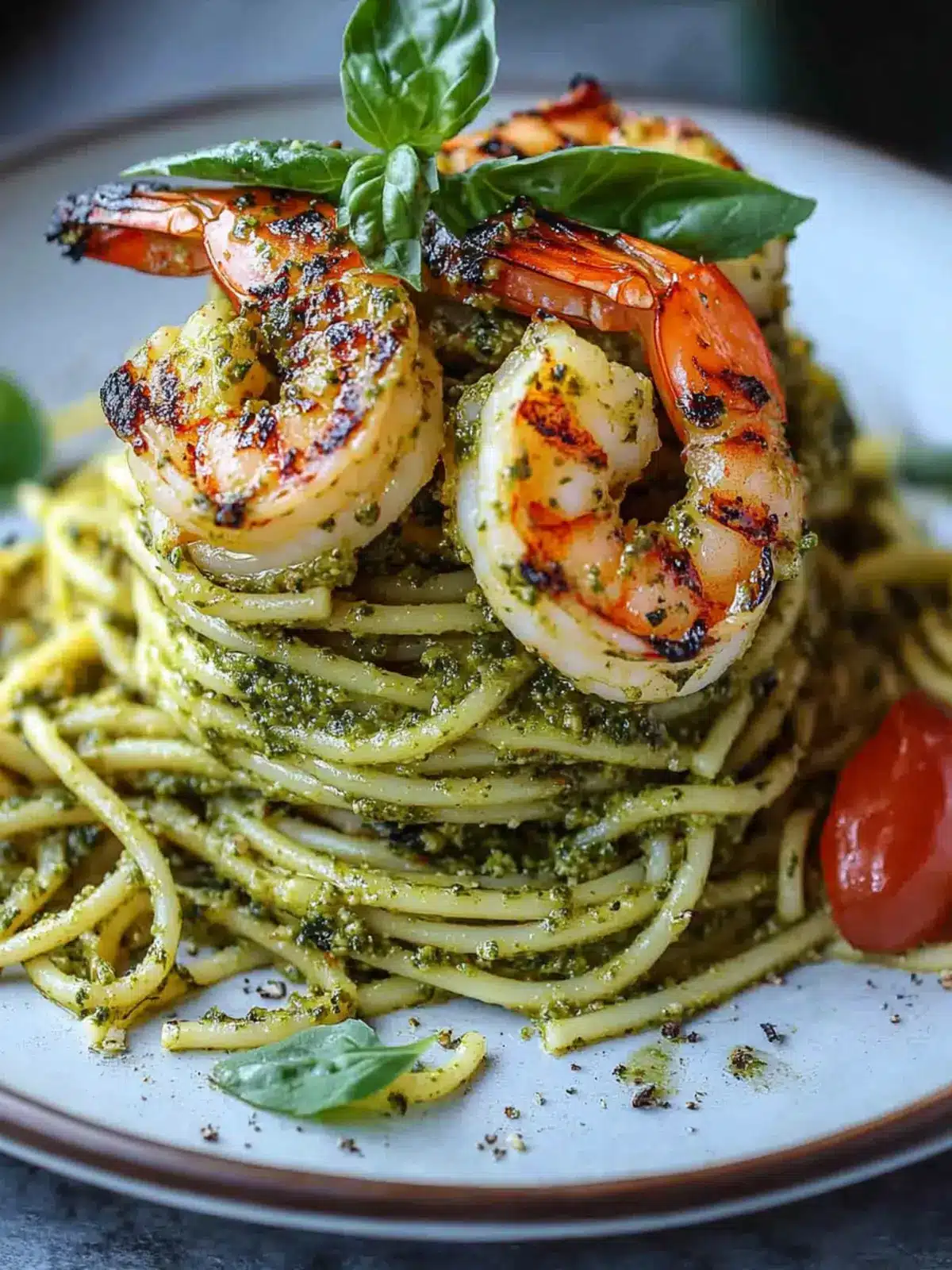 Pesto Pasta and Grilled Shrimp Stack for a Gourmet Feast 3 Pesto Pasta and Grilled Shrimp Stack