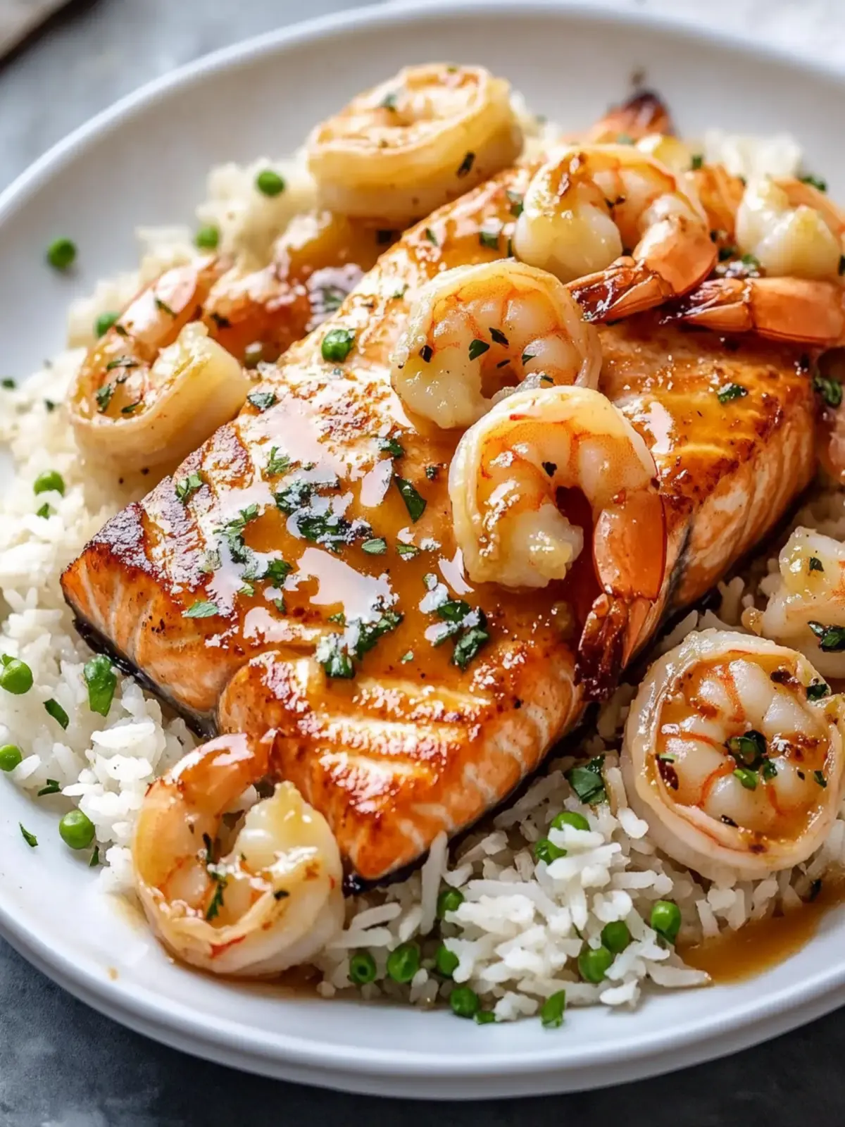 Irresistible Honey Garlic Salmon & Shrimp over Garlic Butter Rice Recipe 3 Honey Garlic Salmon & Shrimp over Garlic Butter Rice Recipe