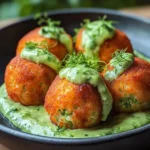 Salmon Balls with Creamy Avocado Sauce for Quick Healthy Snacking 8 Salmon Balls with Creamy Avocado Sauce