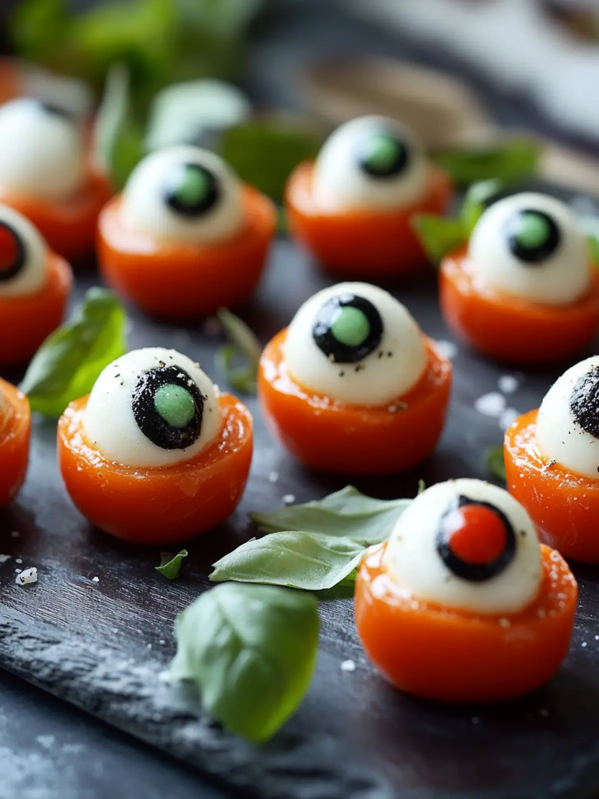 Halloween Eyeball Caprese Bites: Spooky Classic Appetizer 2 Halloween Eyeball Caprese Bites: A Spooky Twist on a Classic