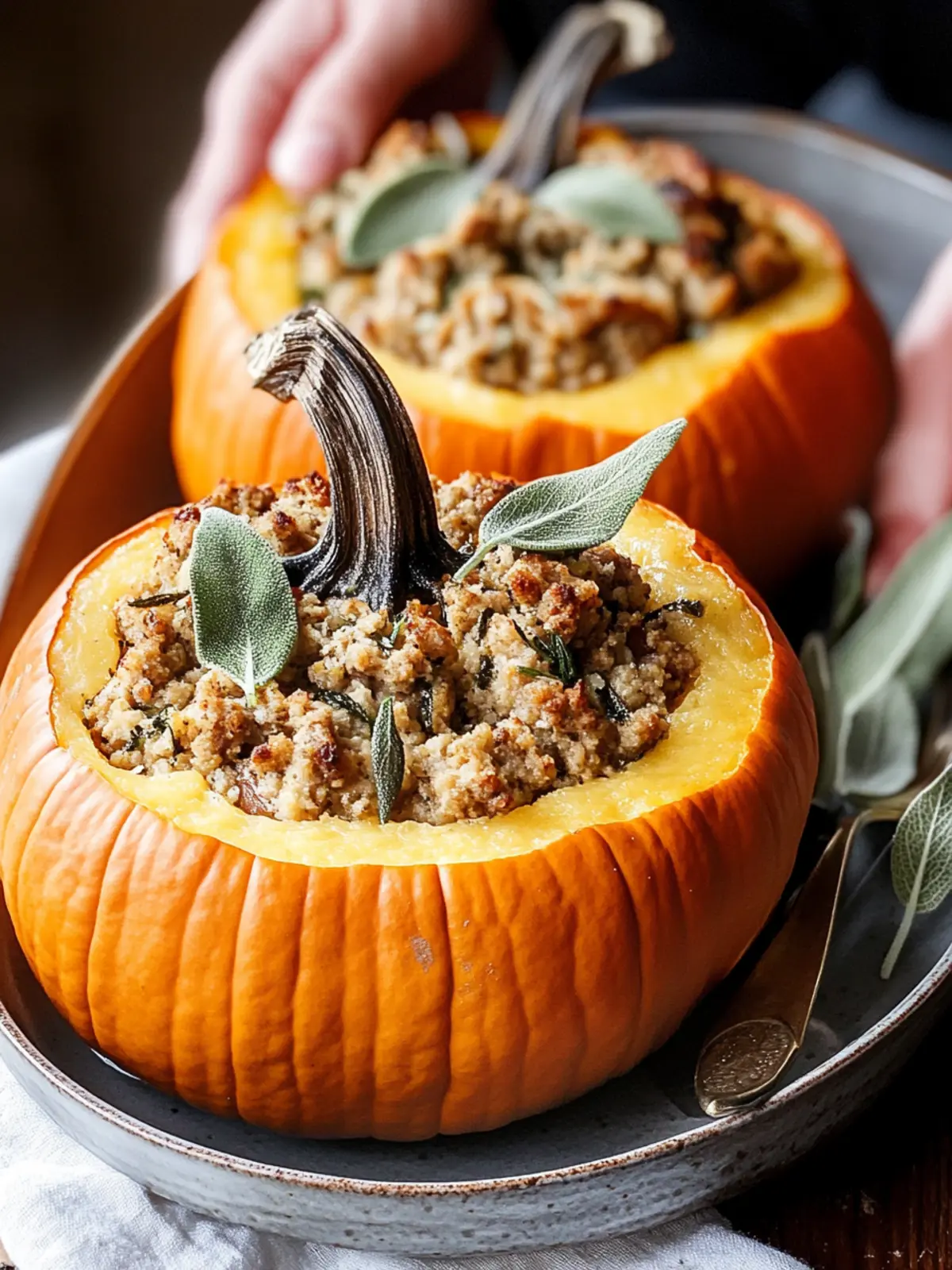 Ground Turkey & Brown Butter Sage Stuffed Pumpkins Delight 4 Ground Turkey & Brown Butter Sage Stuffed Pumpkins