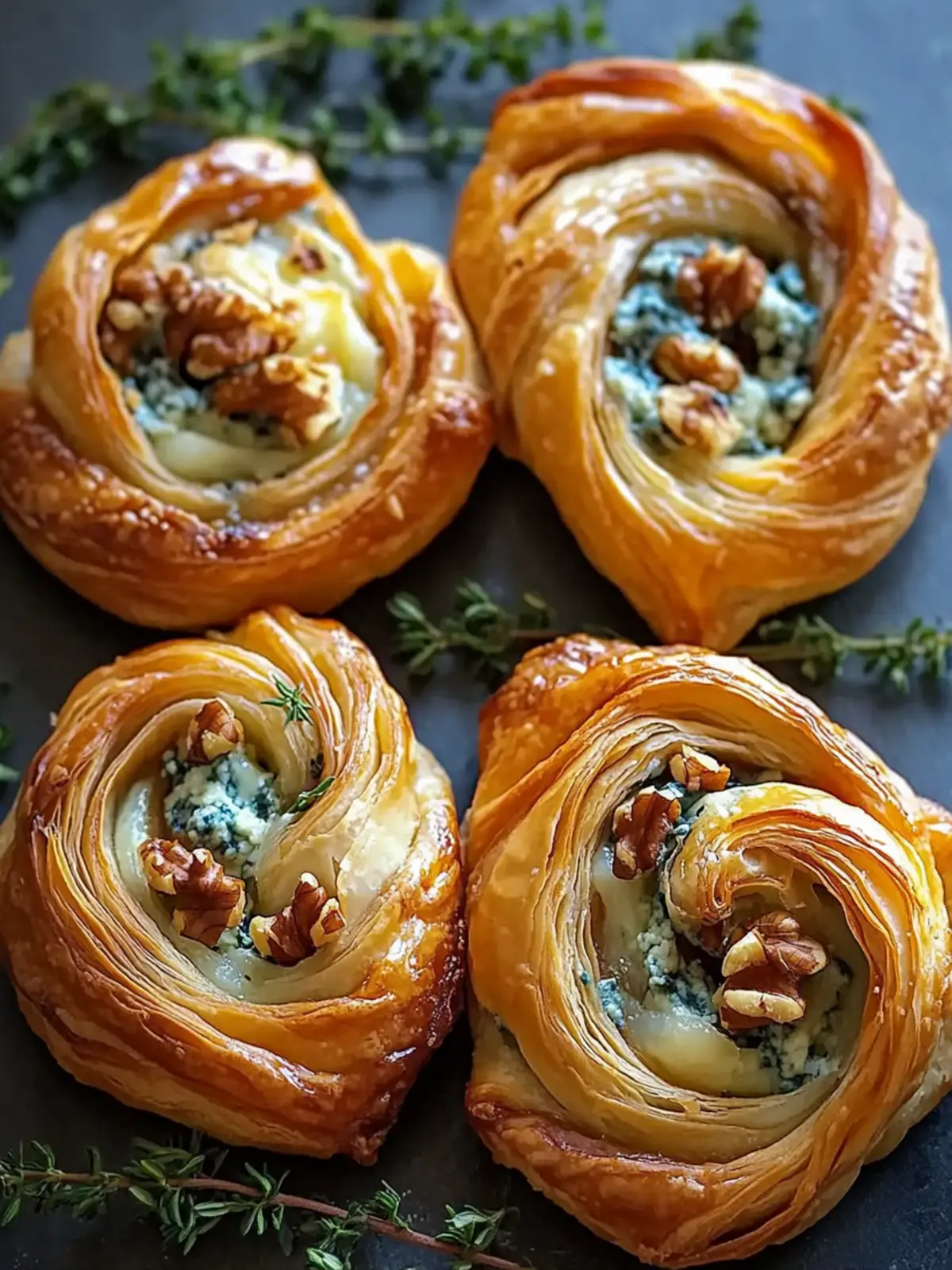 Delicious Blue Cheese Walnut Thyme Puff Pastry Twirl Recipe 5 Blue Cheese Walnut Thyme Puff Pastry Twirl Recipe